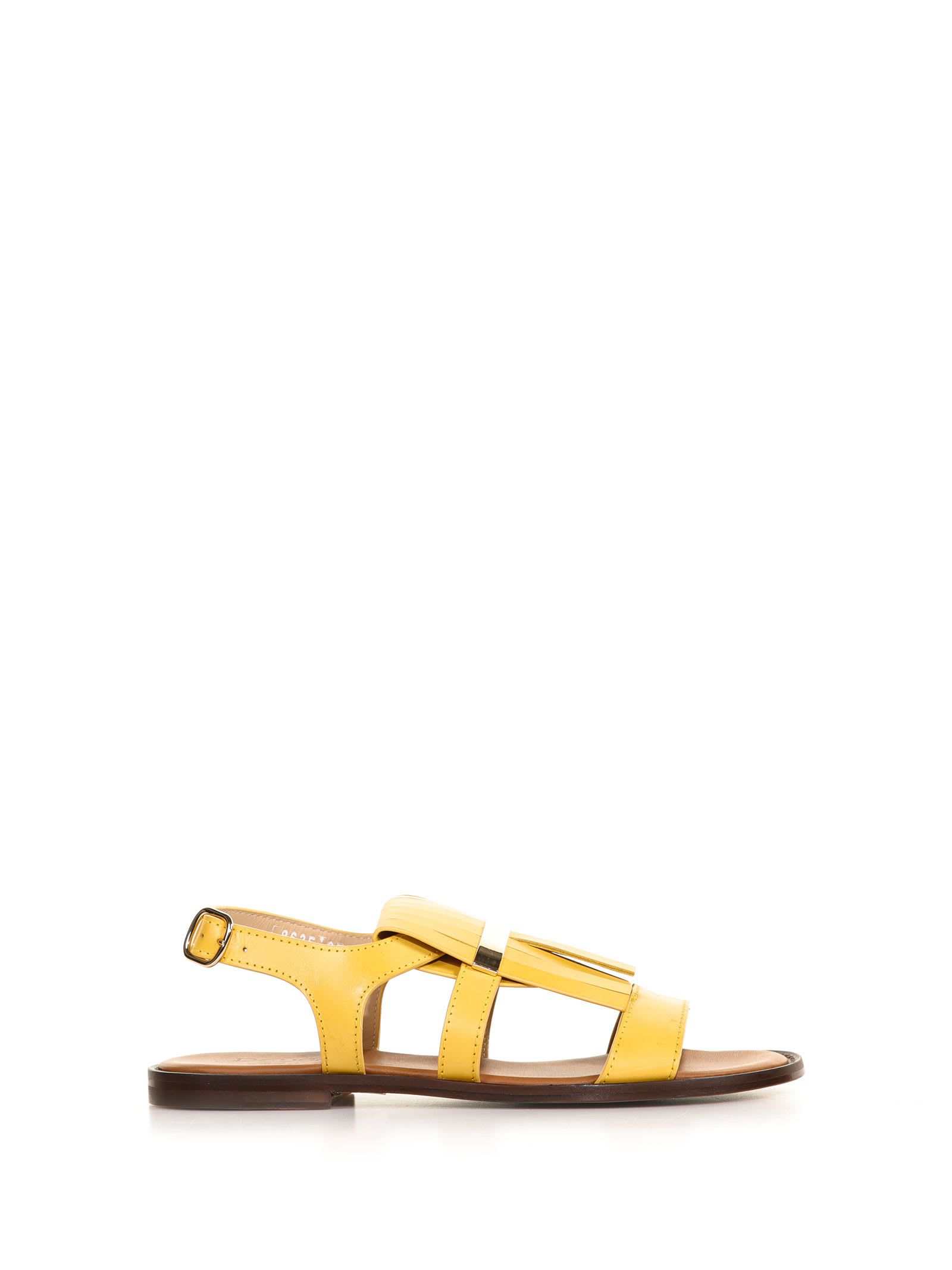 DOUCAL'S LOW LEATHER SANDAL WITH FRINGES