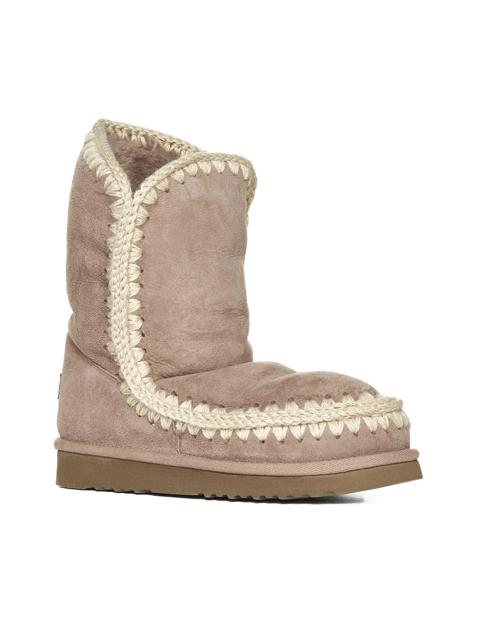 Mou Eskimo 24 Low Heels Ankle Boots In Taupe Suede In Elephant Grey