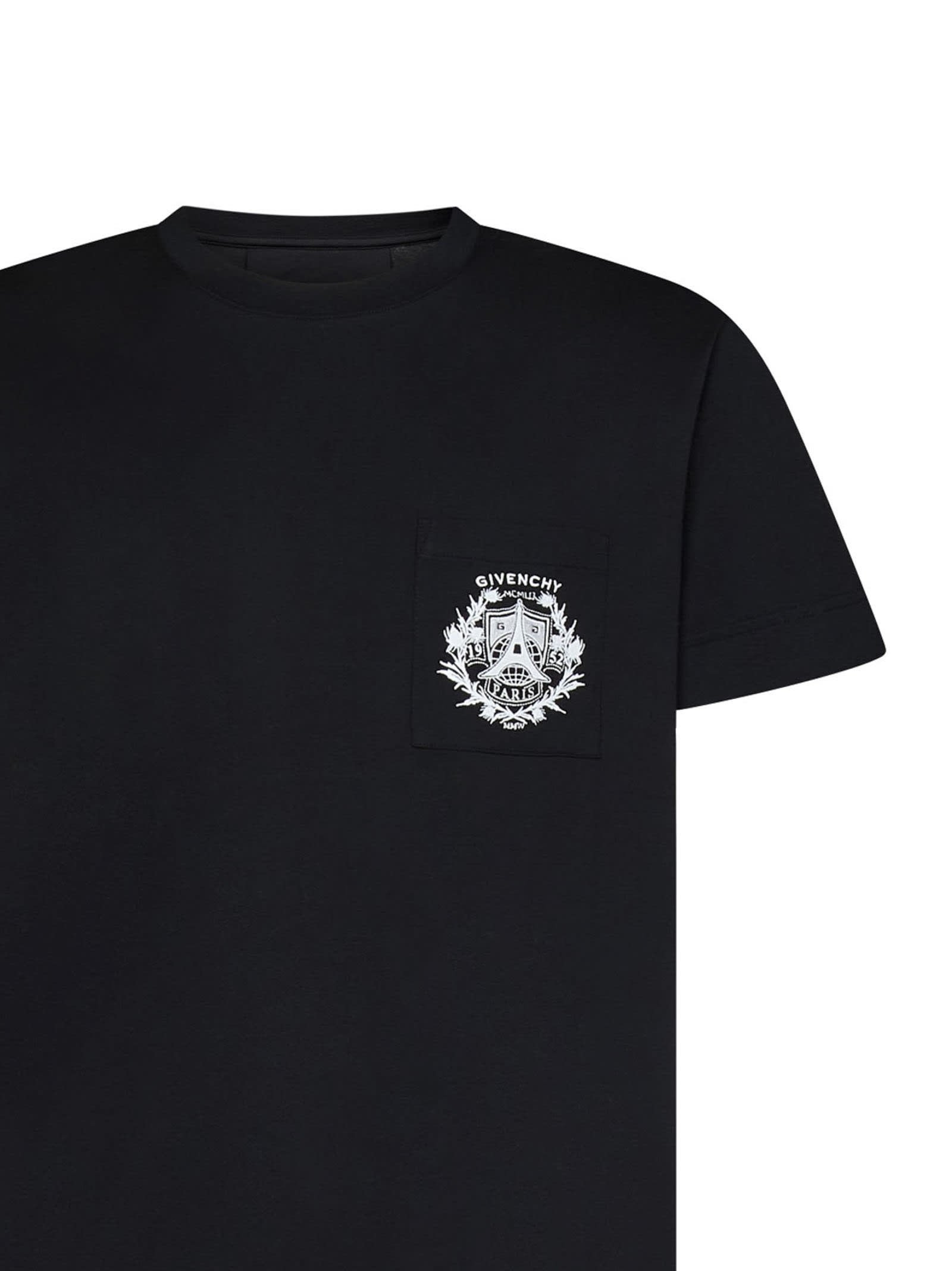 Givenchy Men's Crest Logo Pocket T-Shirt in Black Givenchy