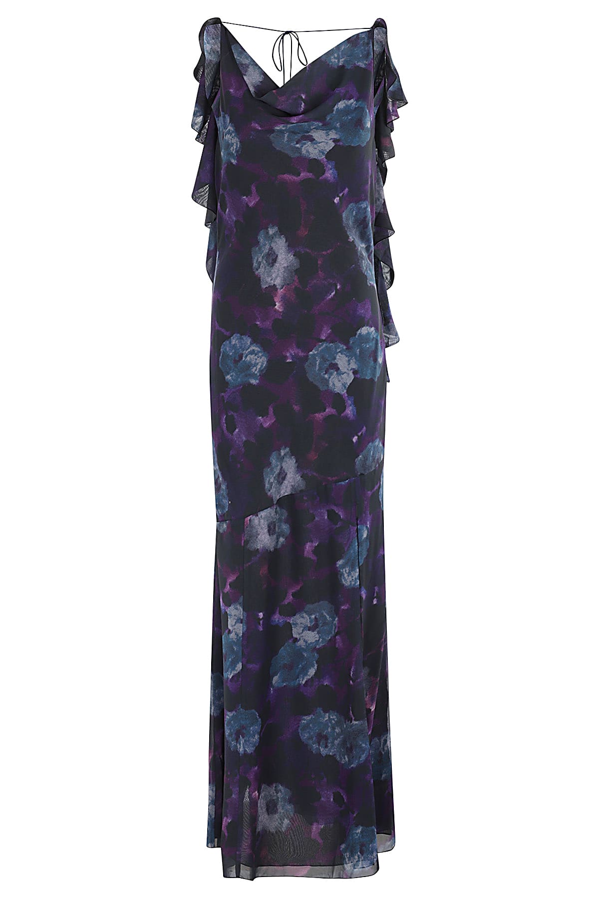 Shop Rotate Birger Christensen Chiffon Maxi Ruffle Dress In Parachute Purple Comb