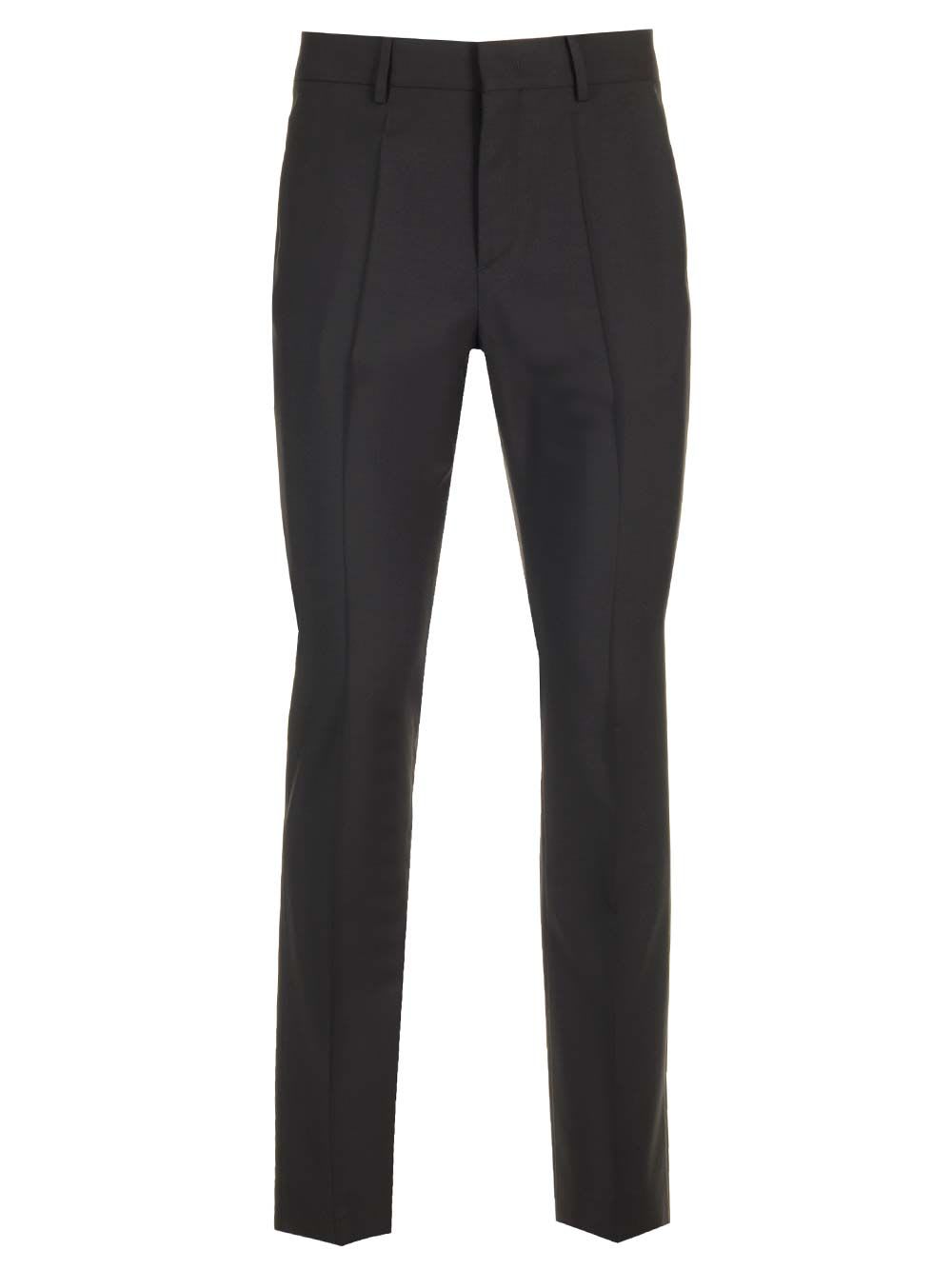 Shop Valentino Mohair Wool Trousers In Black