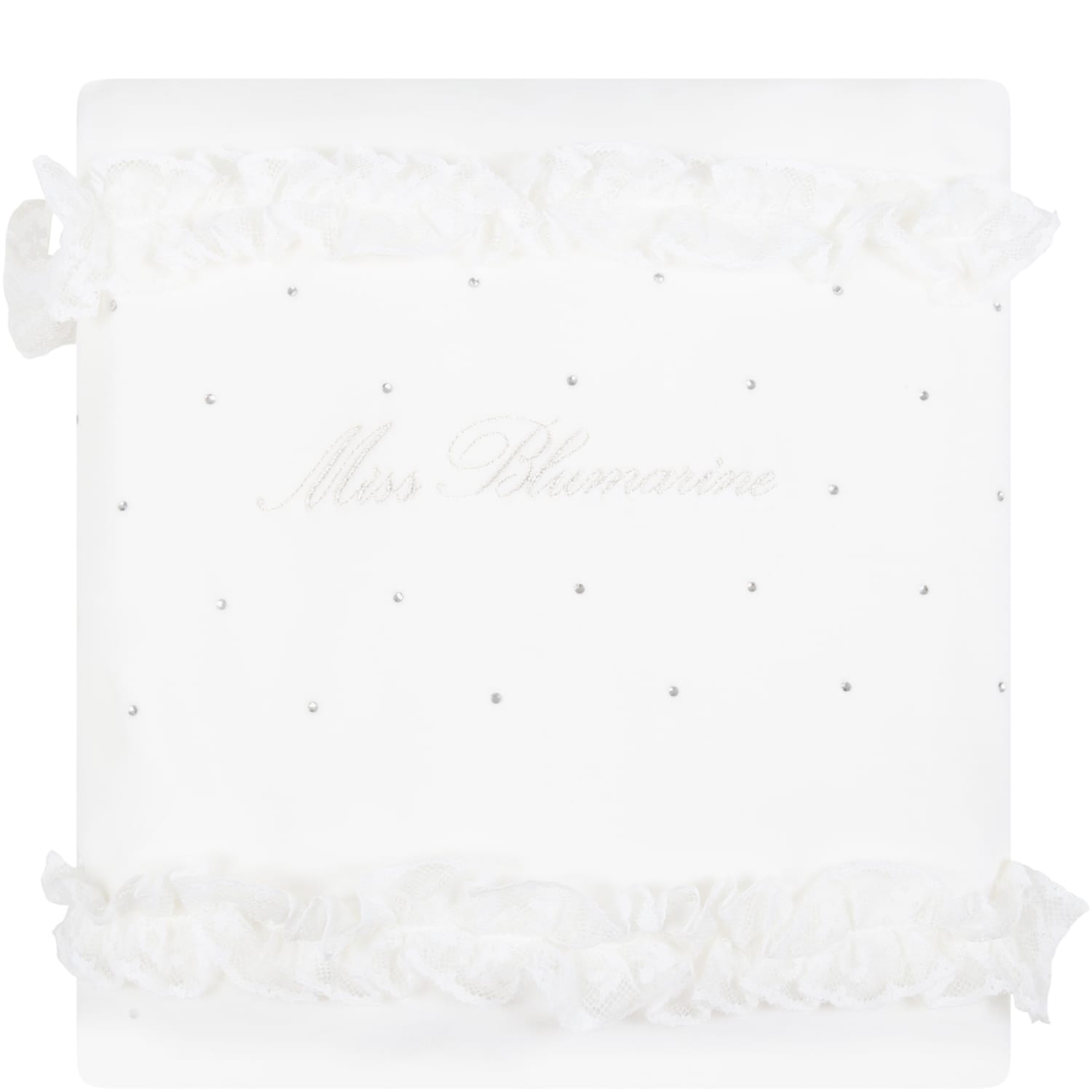 Blumarine White Blanket For Baby Girl With Logo