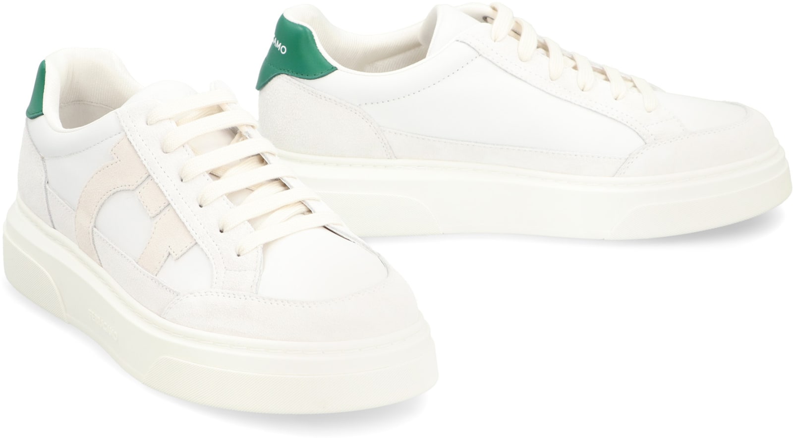 Shop Ferragamo Leather Low-top Sneakers In White