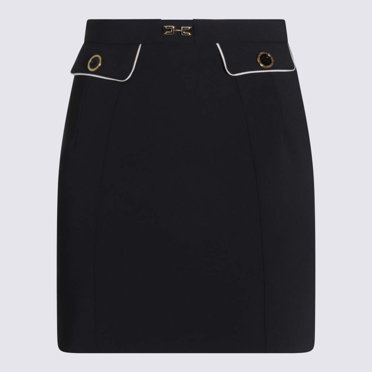 Elisabetta Franchi Horse-collar Button-down Skirt In Black