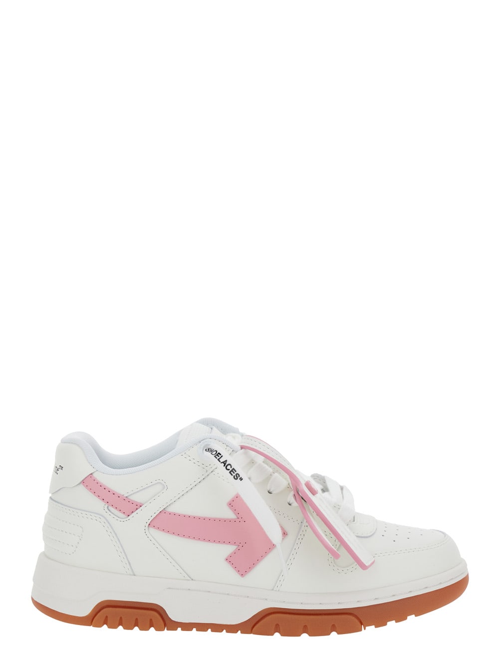 Shop Off-white Out Of Office White And Pink Low Top Sneakers With Arrow Motif In Leather Woman