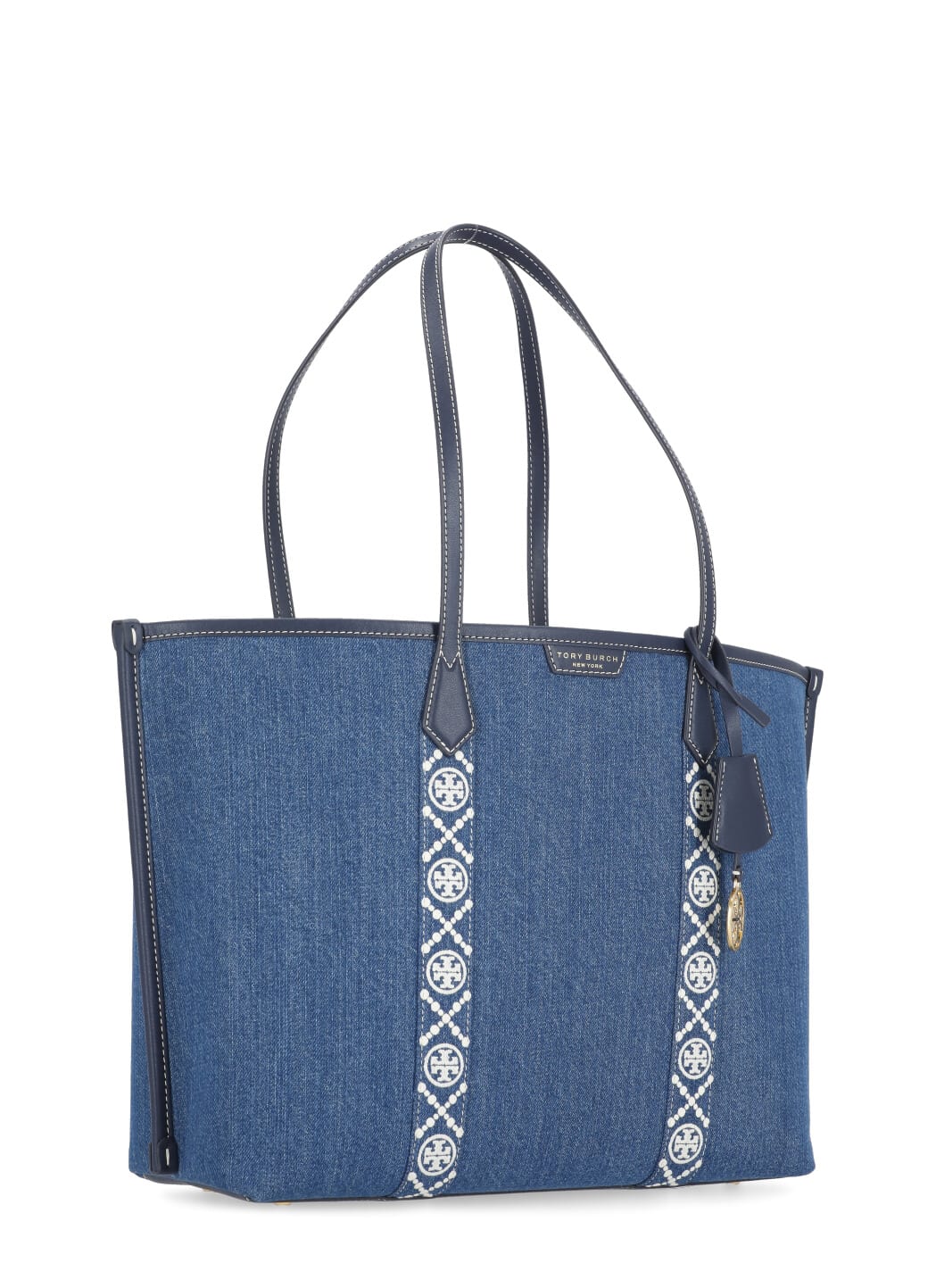 Shop Tory Burch Perry Triple Tote Shopping Bag In Blue