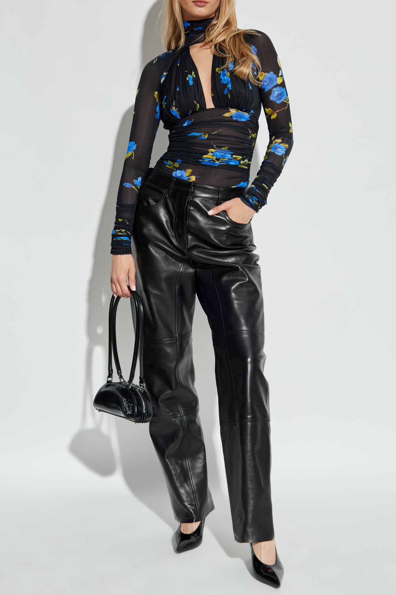 Blumarine Bodysuit With Floral Motif In Black