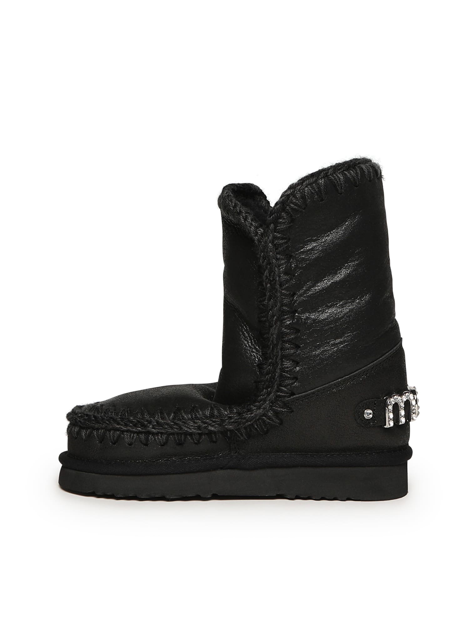 Mou Ankle Boots With Plush Sheep Leather Lining In Black