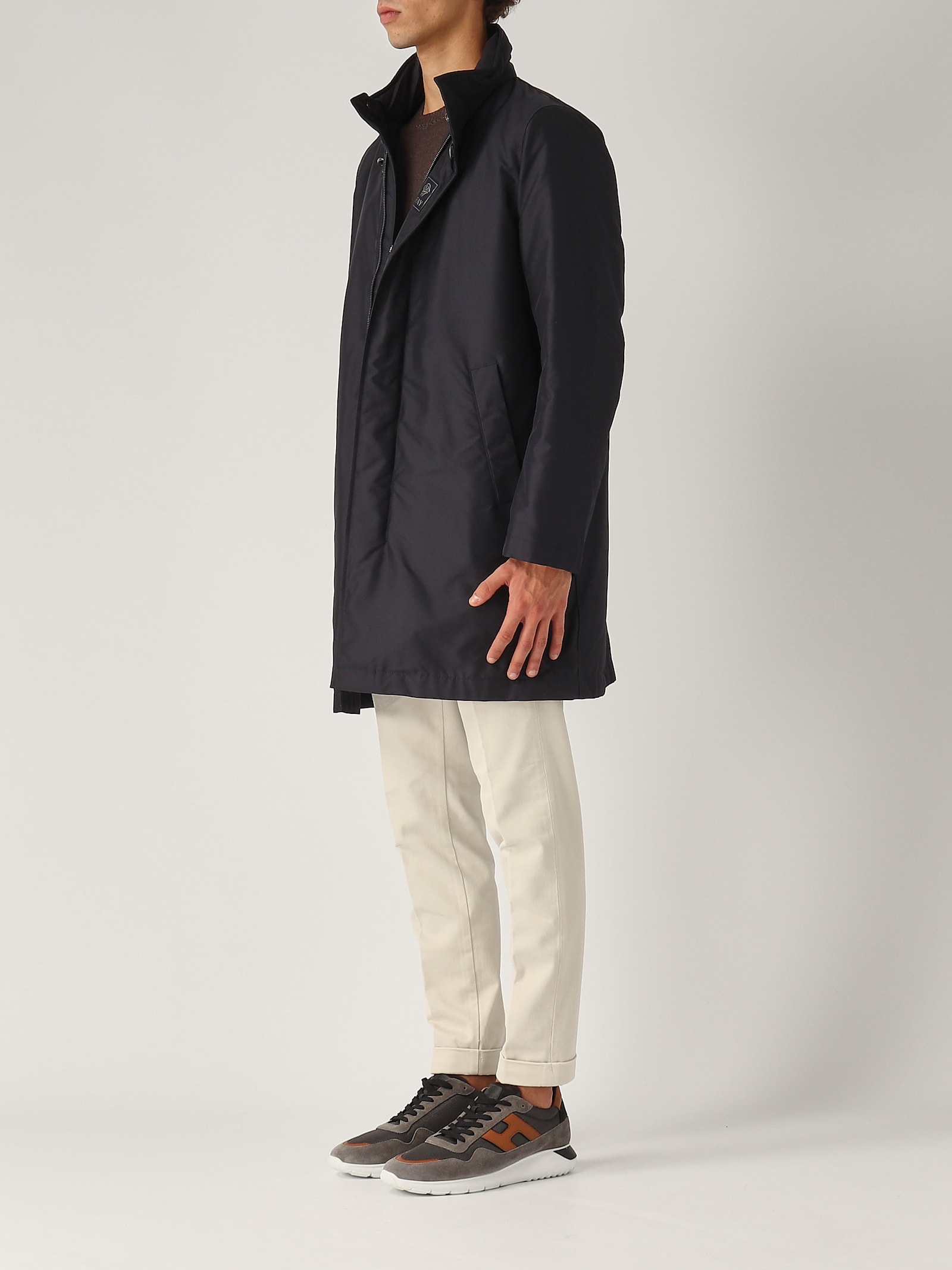 Shop Fay Impermeabile Collo In Piedi Raincoat In Navy