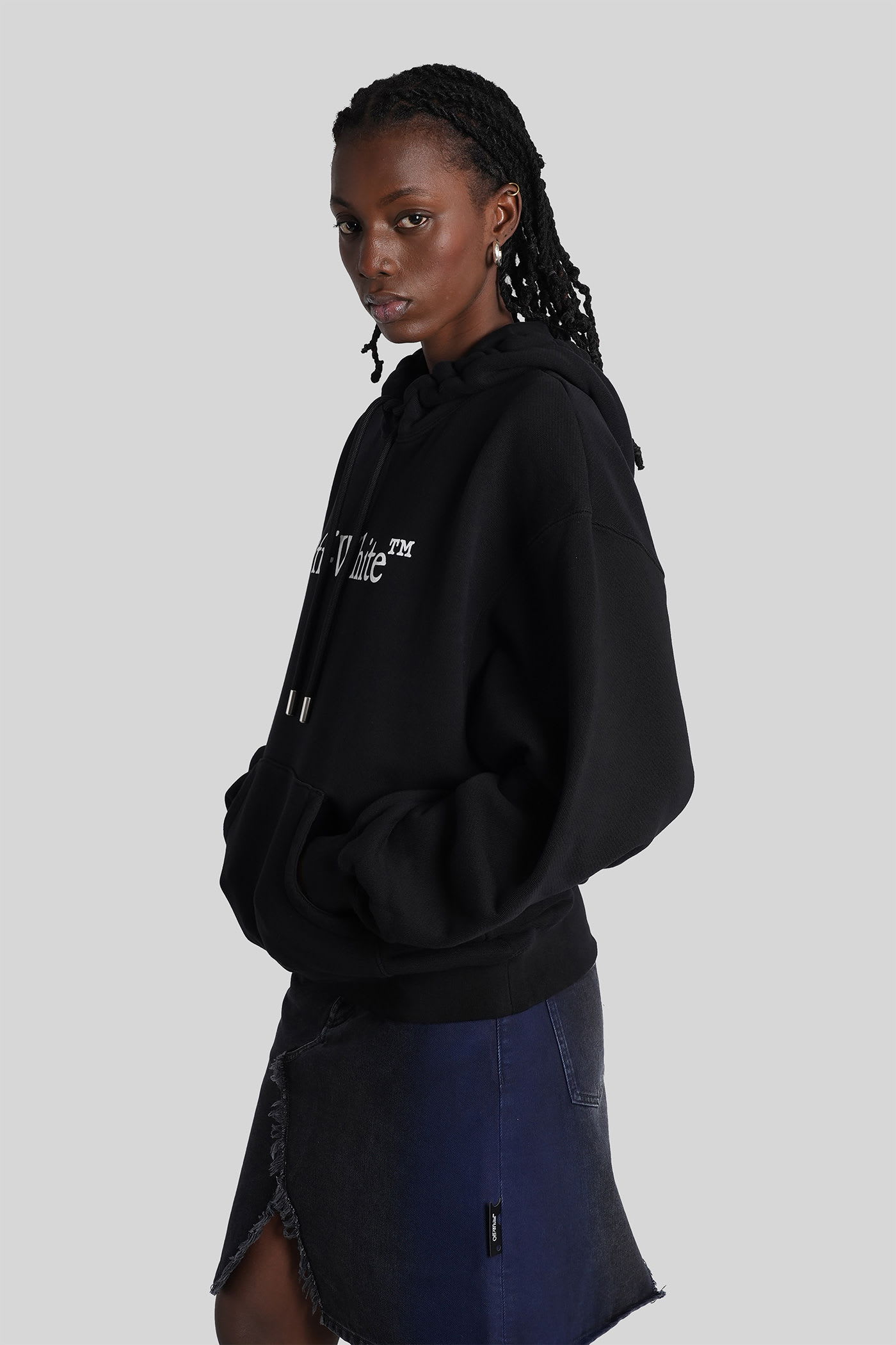 Off-white Big Logo Bookkish Hoodie In Black