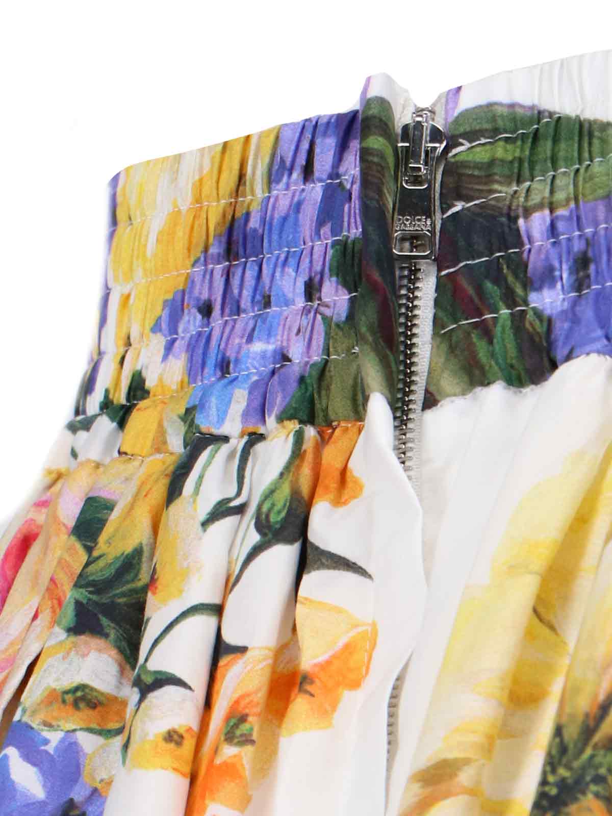 Shop Dolce & Gabbana Giardino Print Skirt In Bianco