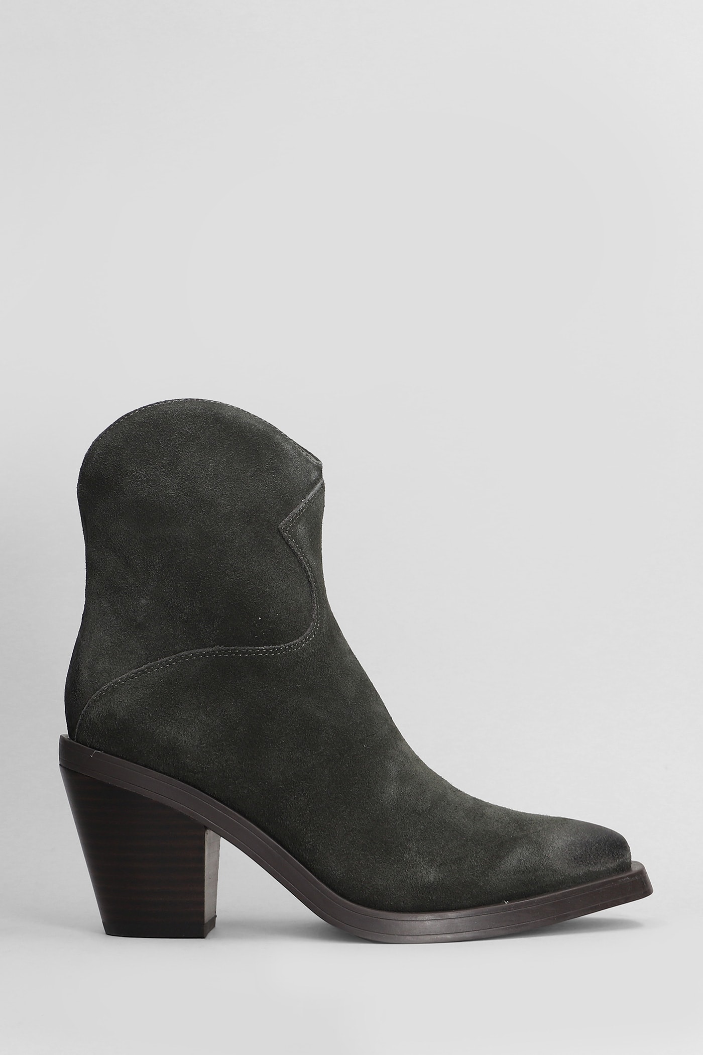 Shop Ash Judy Texan Ankle Boots In Grey Suede