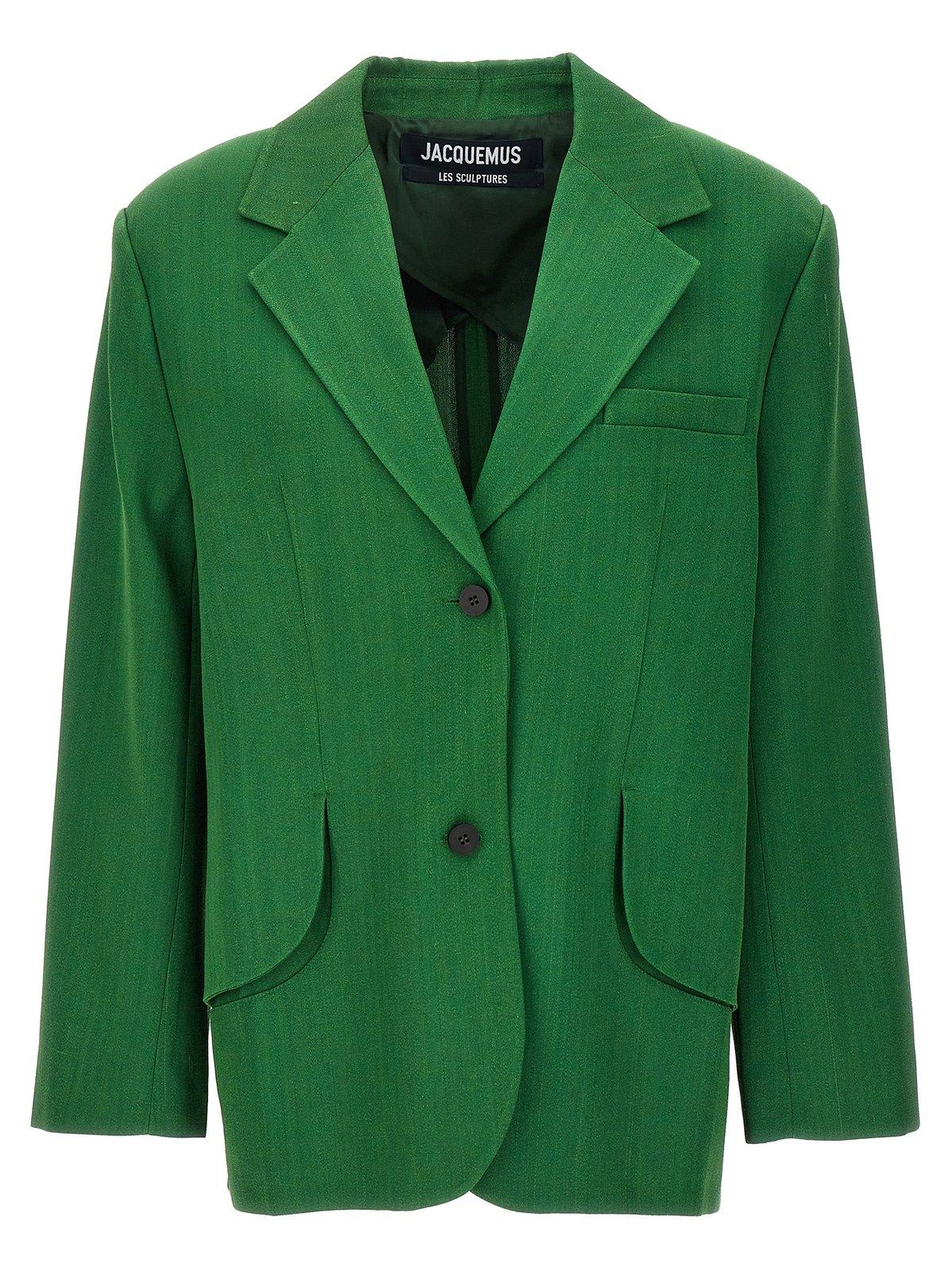 Shop Jacquemus Oversized Button-up Blazer In Green