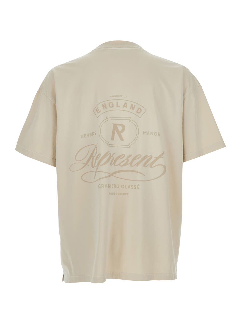 Represent White Crewneck T-shirt With Logo Lettering On The Front And Maxi Logo Print On The Rear In Cotton Ma