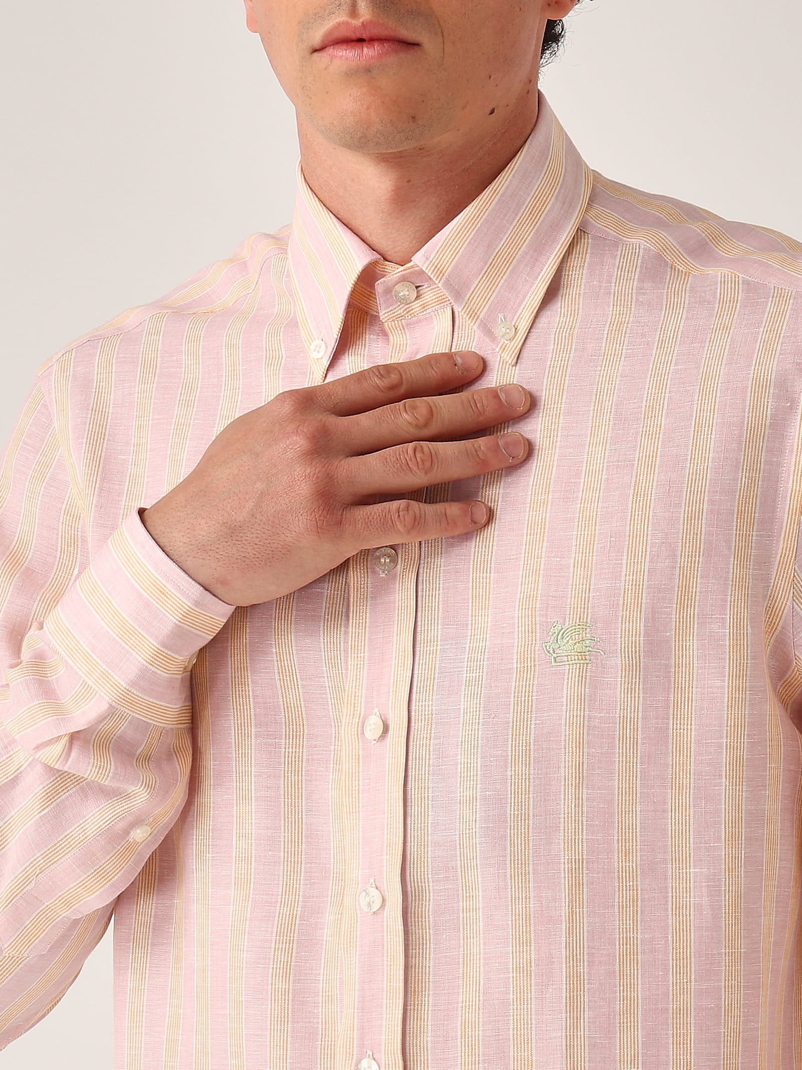 Etro Camicia Bd M/l Shirt In Arancio-rosa
