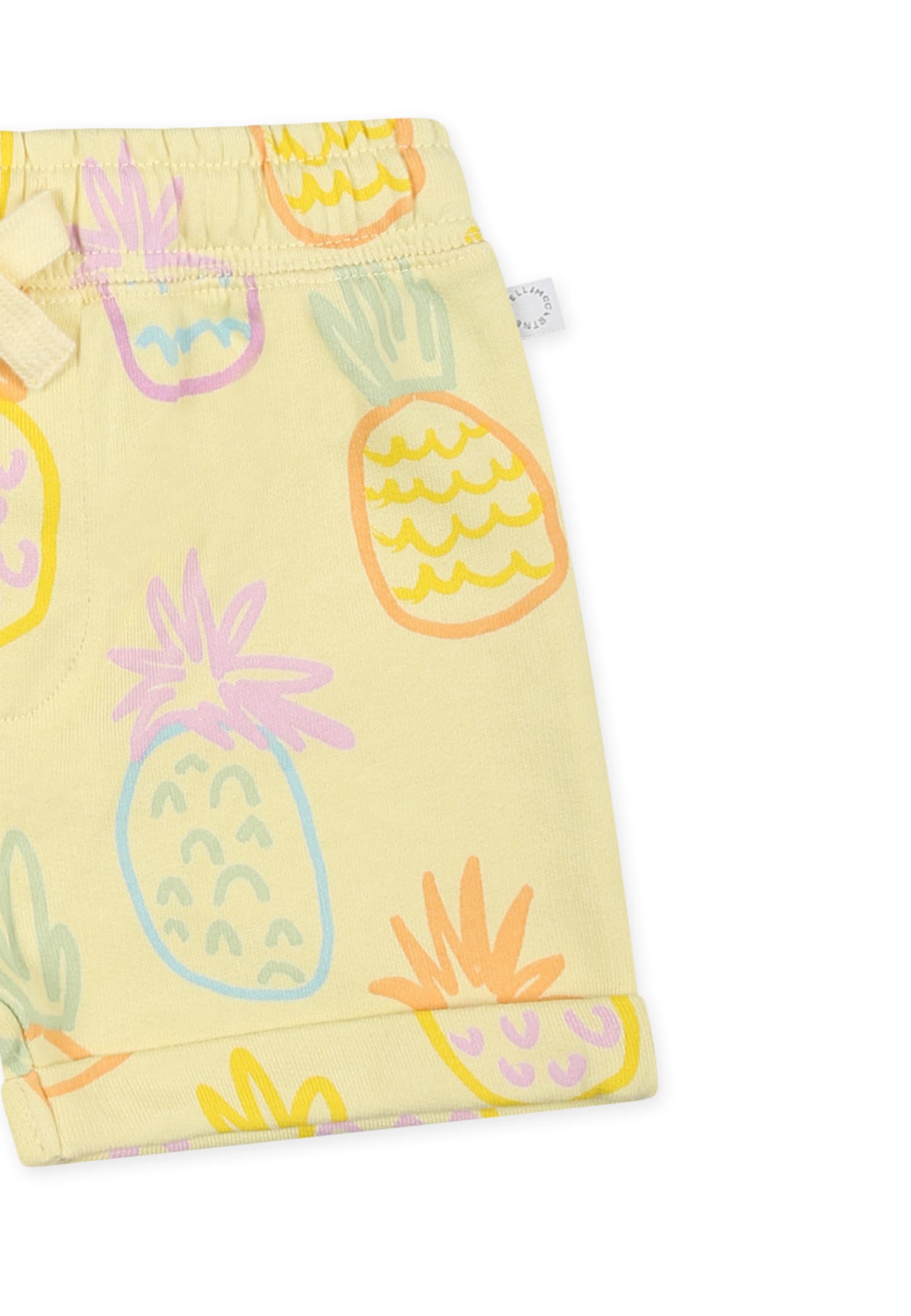 Stella Mccartney Yellow Shorts For Baby Girl With Pineapple In Yellow