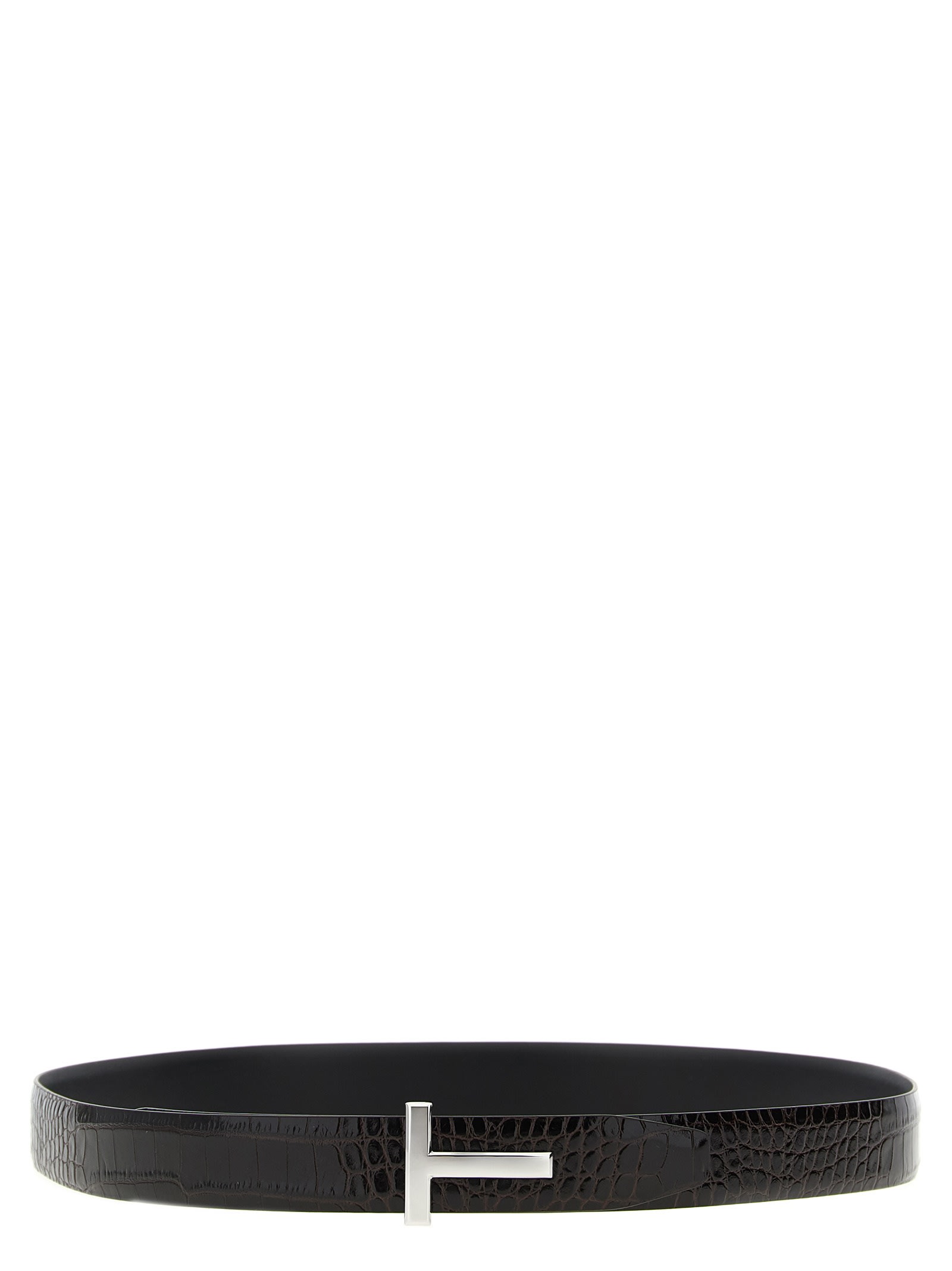 Tom Ford Reversible Crocodile Leather Belt Belts Brown In Black