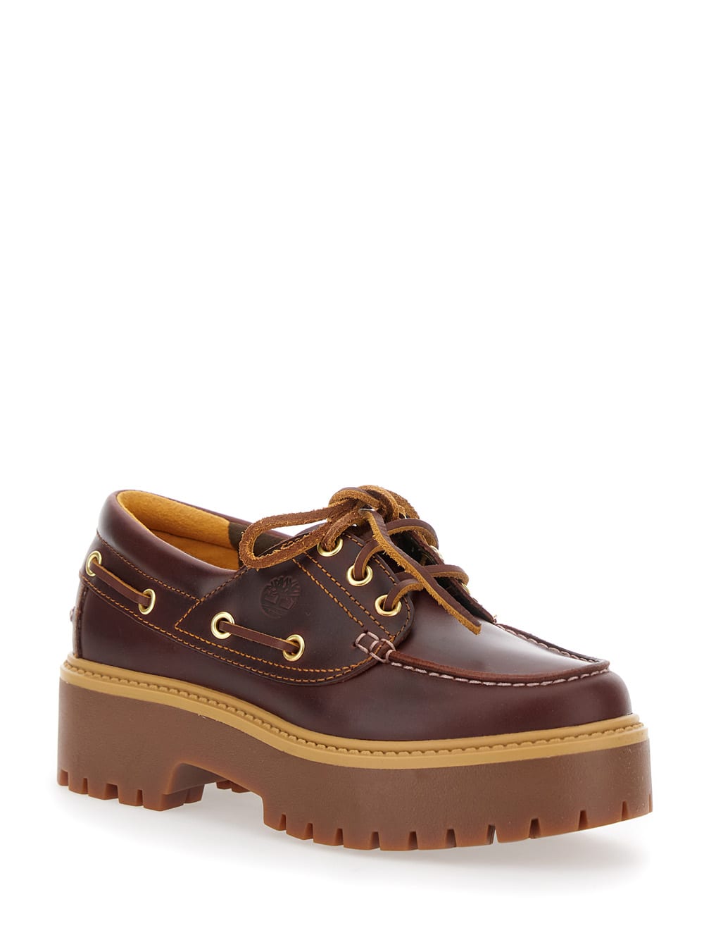 Timberland Boat Shoes Con Plateau Stone Street W Marrone Scuro In Multi