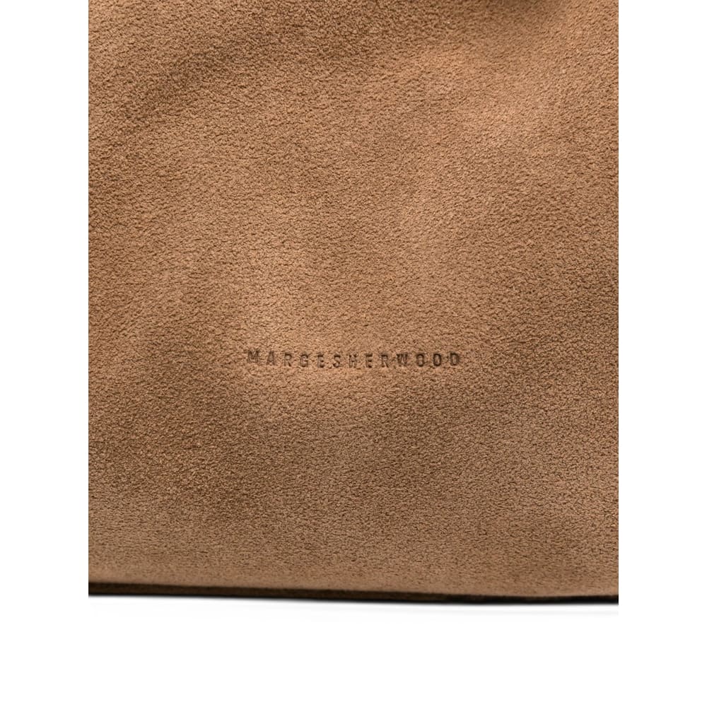 Margesherwood Medium Debossed-logo Suede Shoulder Bag In Nude