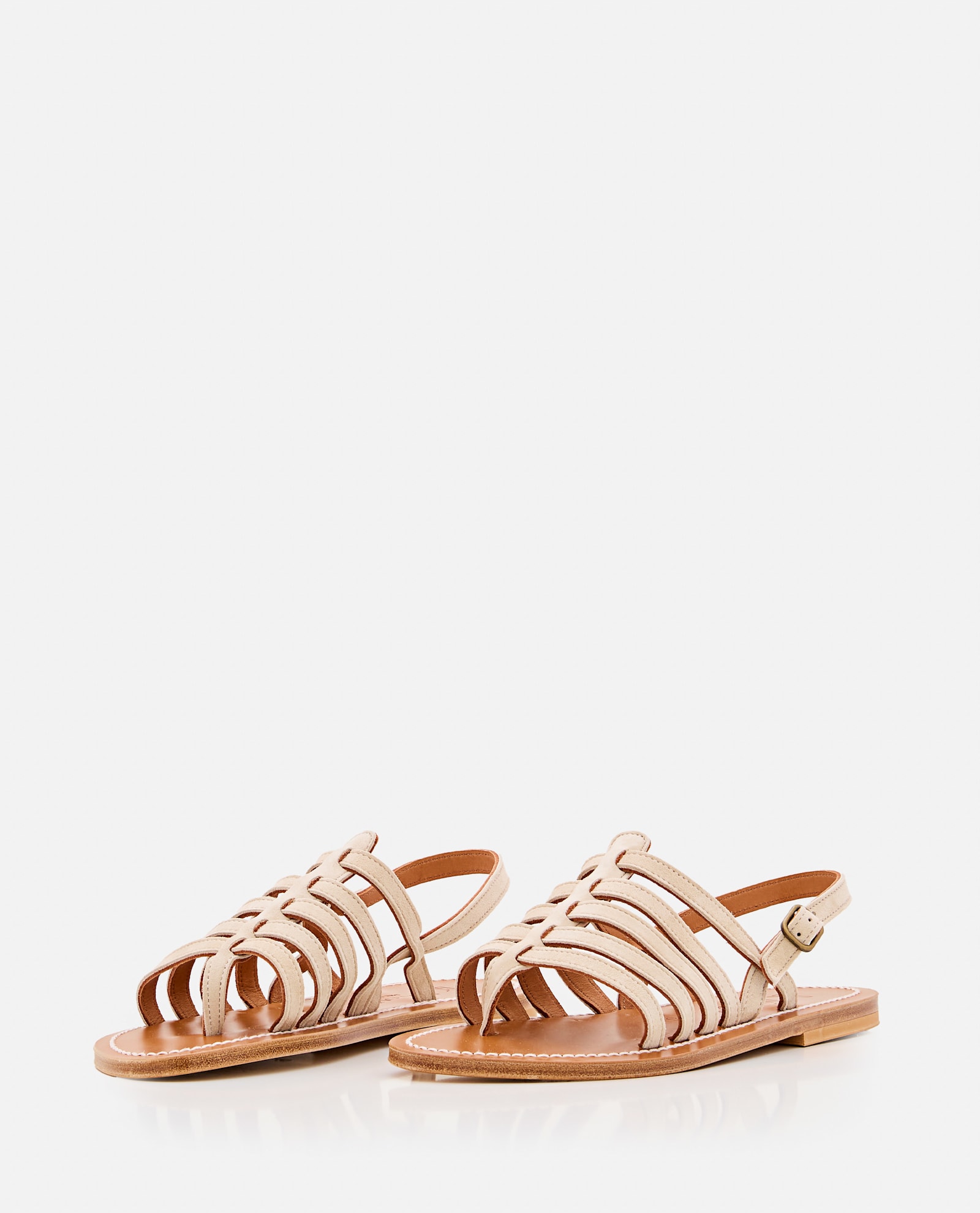 Kjacques K.jacques Homere Leather Flat Sandals In Beige