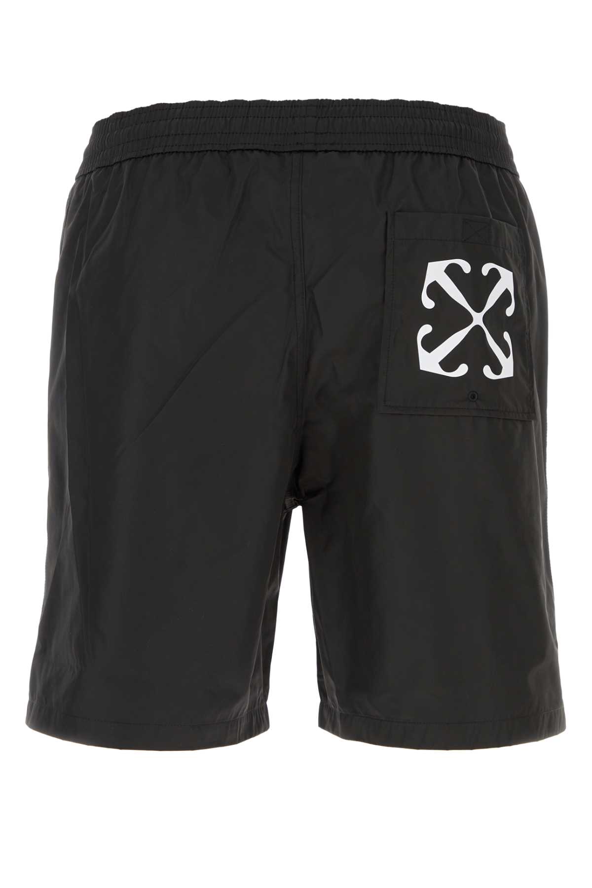 Shop Off-white Black Polyester Swimming Shorts In Blackwhit