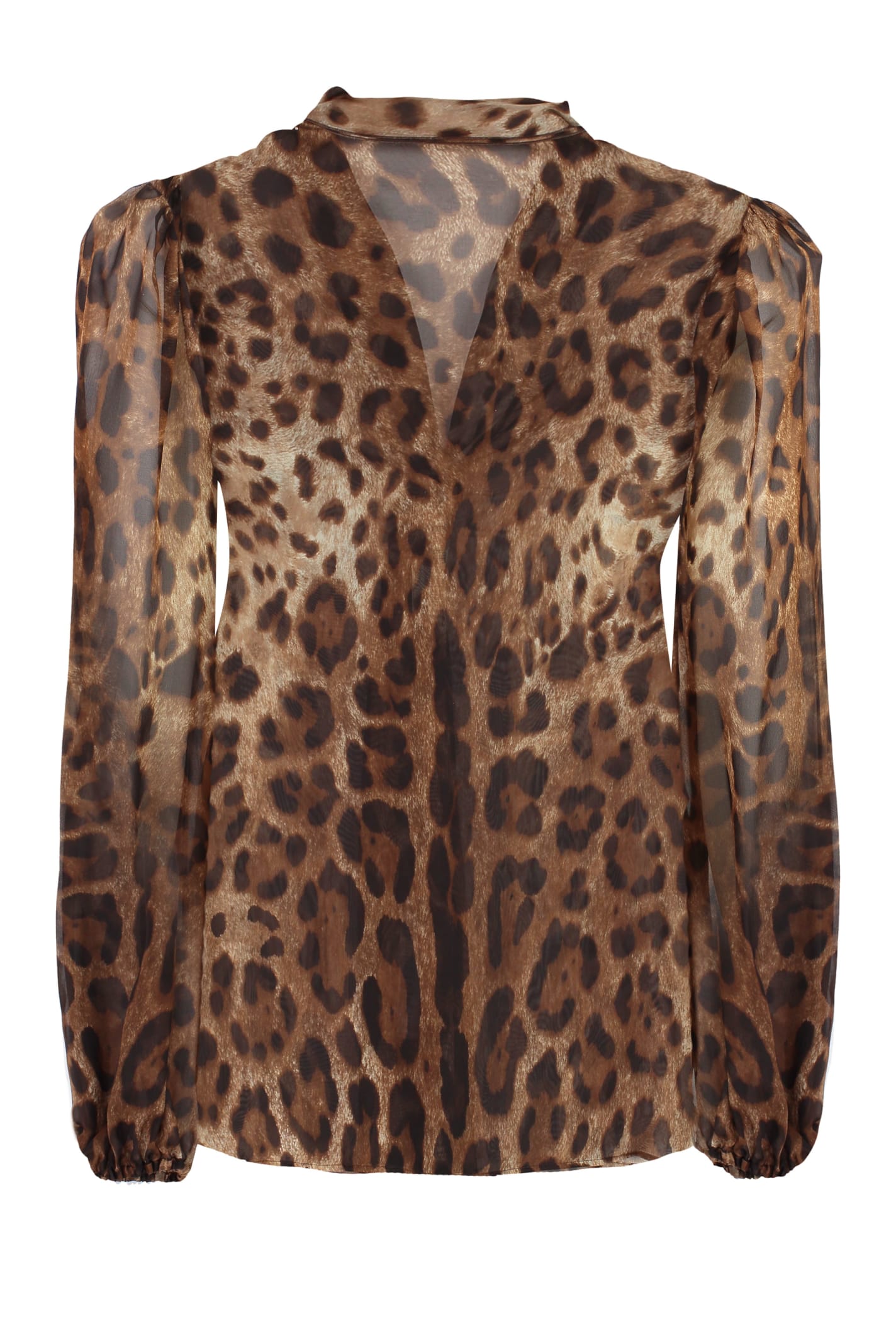 Shop Dolce & Gabbana Printed Chiffon Blouse In Animalier