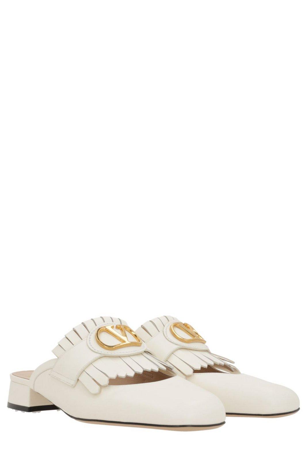 Valentino Vlogo Signature Leather Slippers In Ivory