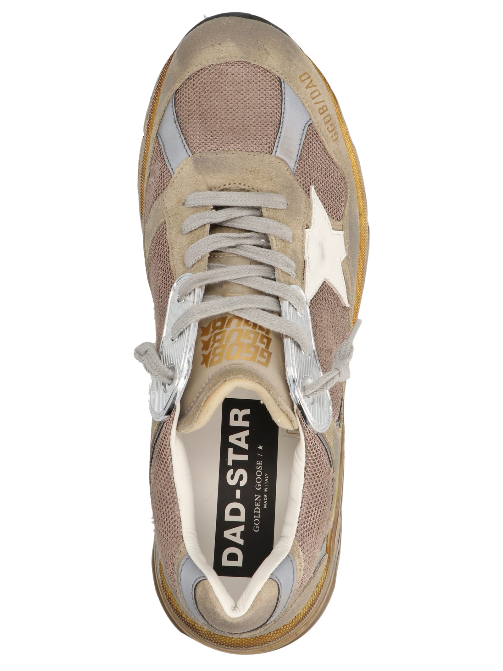 Shop Golden Goose Running Dad Sneakers In Taupe/silver/white