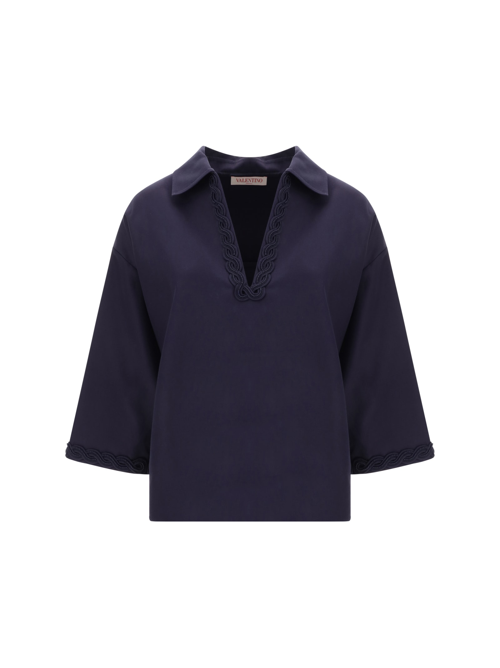 Shop Valentino Blouse In Navy