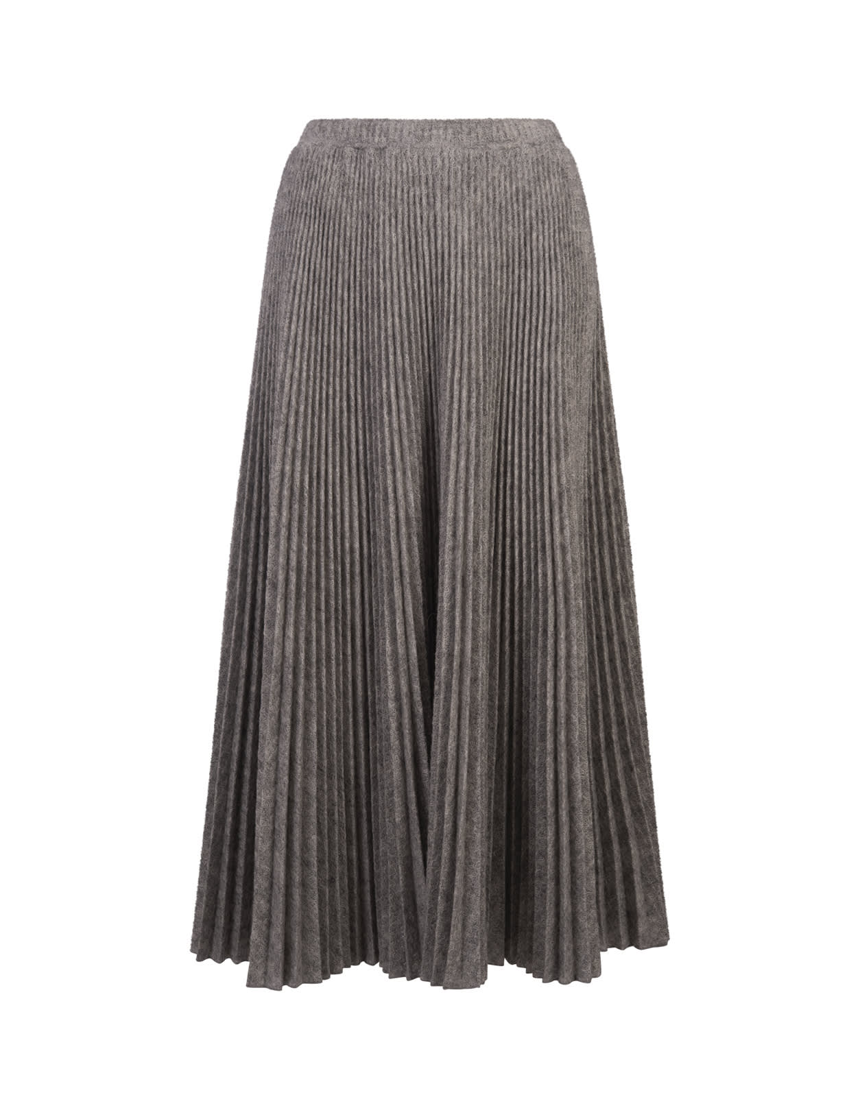 Shop Ermanno Scervino Grey Mohair Blend Pleated Midi Skirt