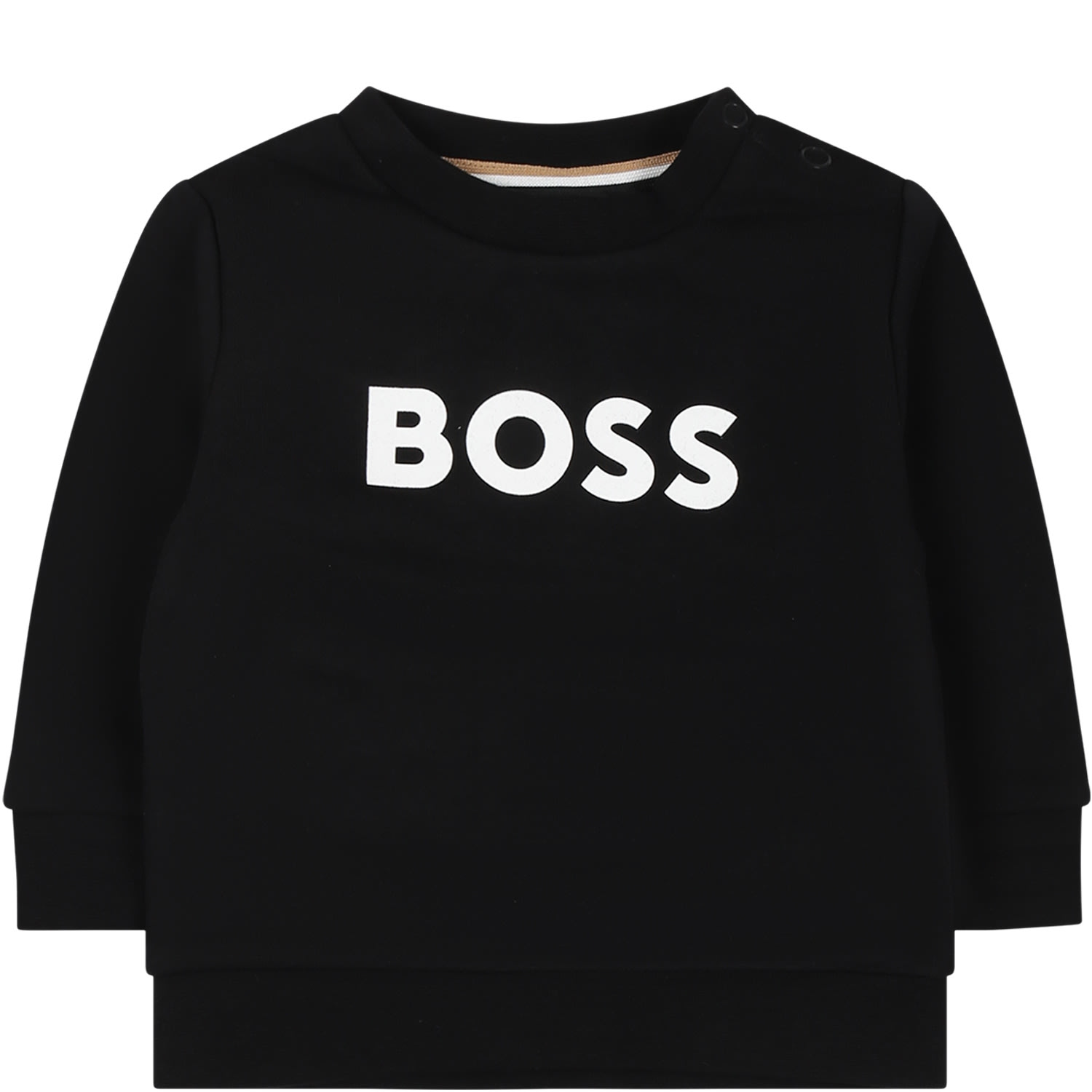 Hugo Boss Kids' Black Sweatshirt With Logo For Baby Boy