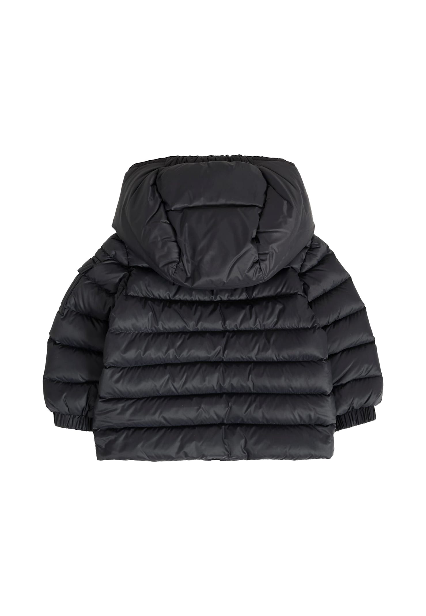 Moncler Blue Jules Down Jacket For Baby Boy With Logo In Black