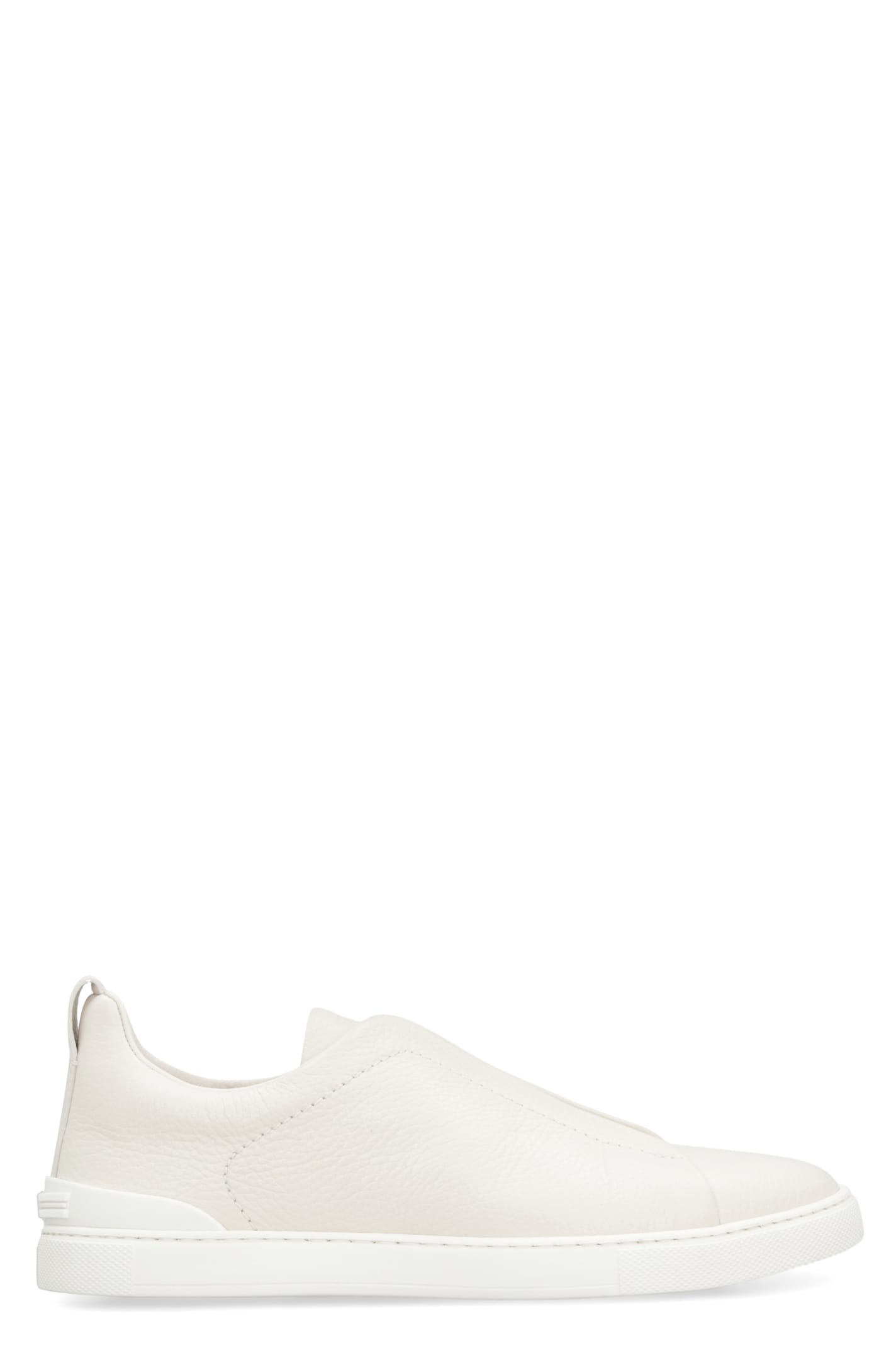 Zegna Triple Stitch Leather Sneakers In Yellow Cream