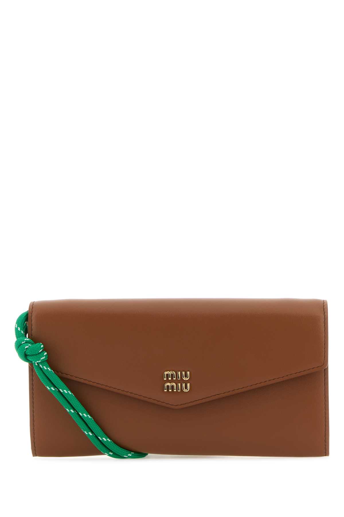 Miu Miu Caramel Leather Wallet In Cognacsmeraldo