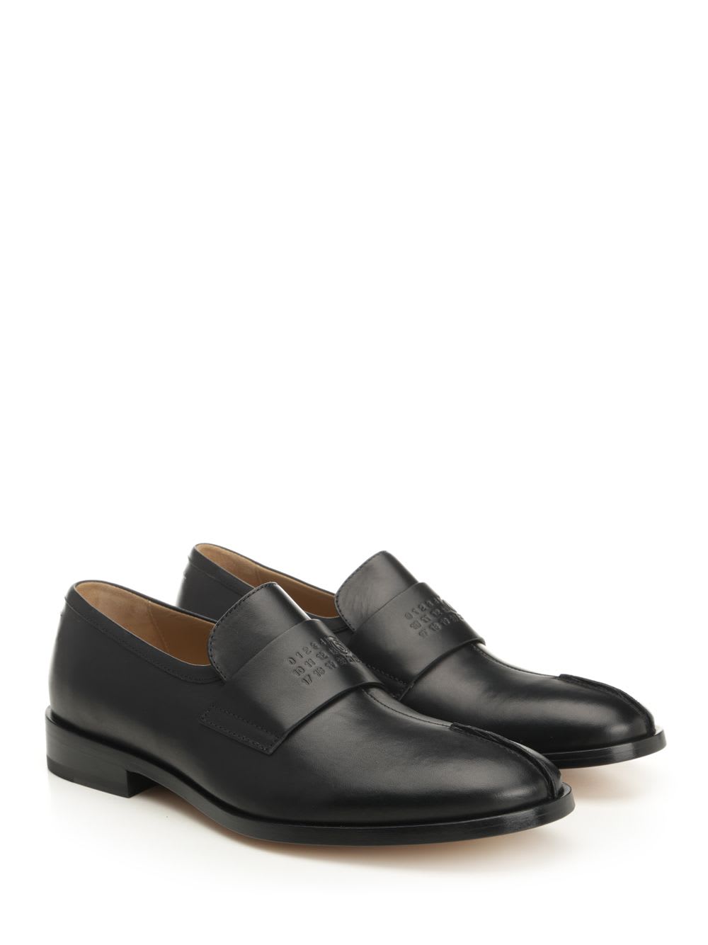 Mm6 Maison Margiela Tabi Leather Slip-on Shoes In Black