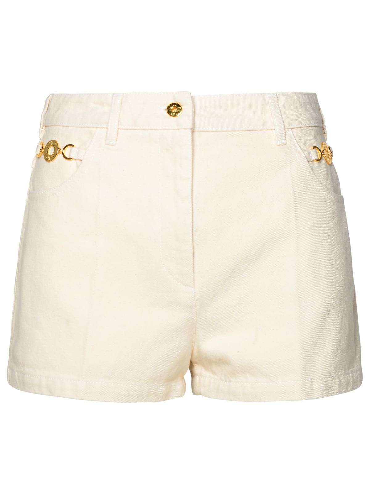Shop Patou Ivory Cotton Mini Shorts In Beige