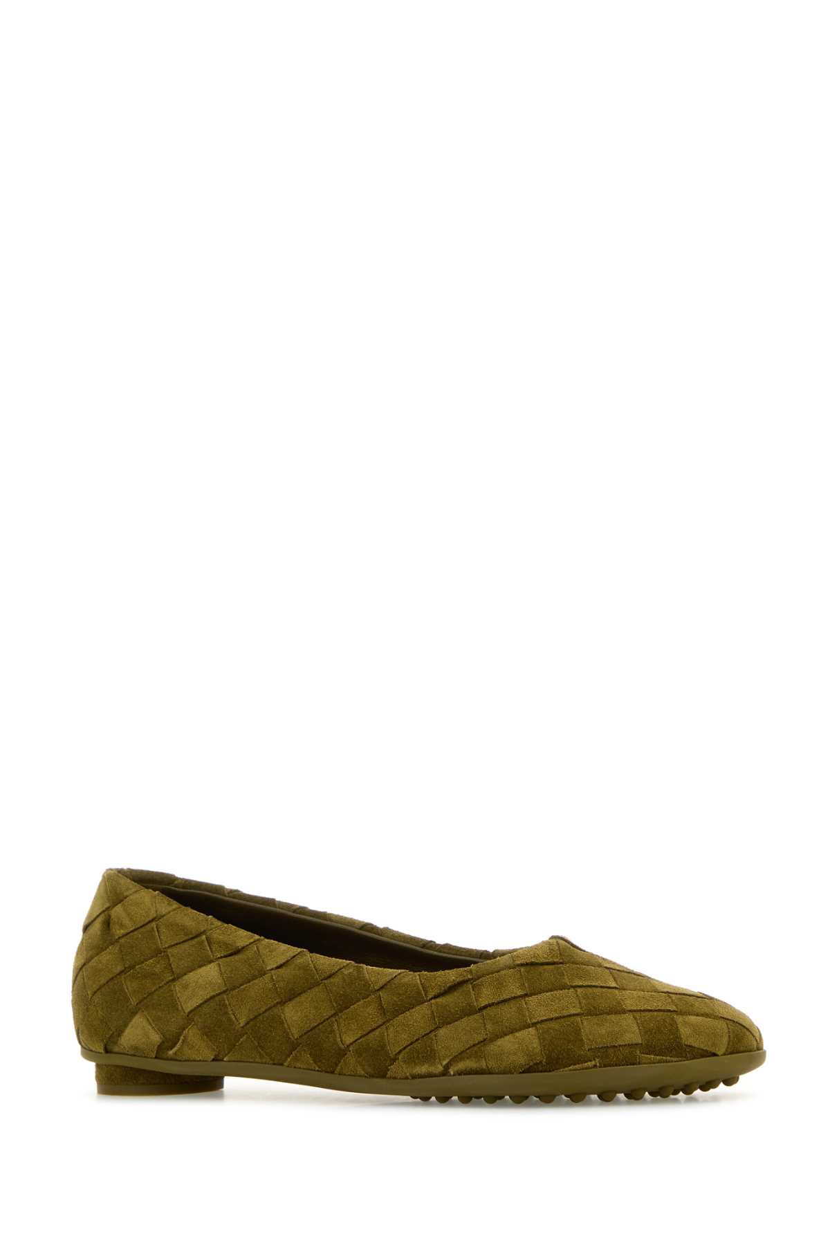 Shop Bottega Veneta Olive Green Suede Atomic Ballerinas In Oliveoil