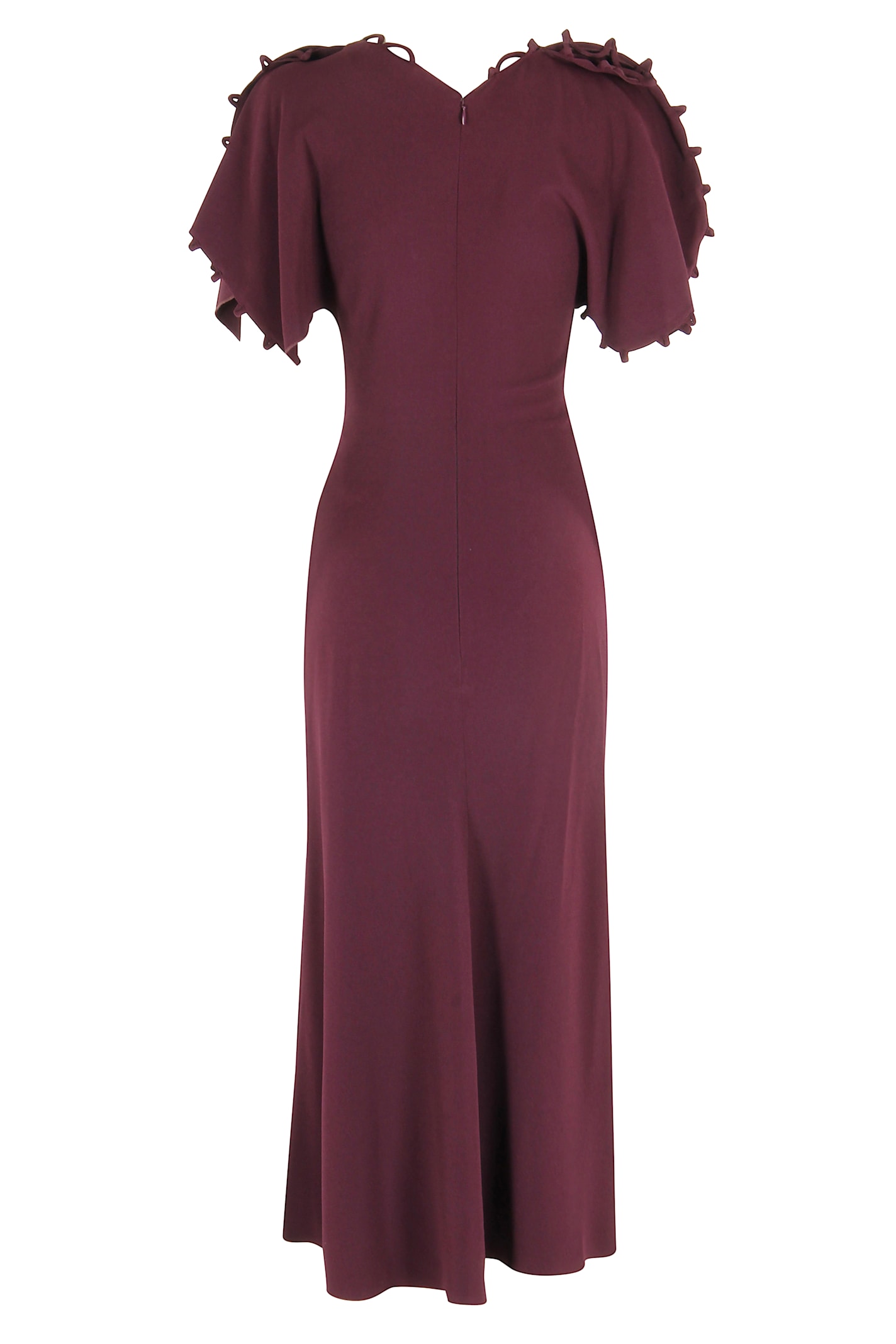 Victoria Beckham Merlot Midi Dress With Rouleaux Detail In Burgundy