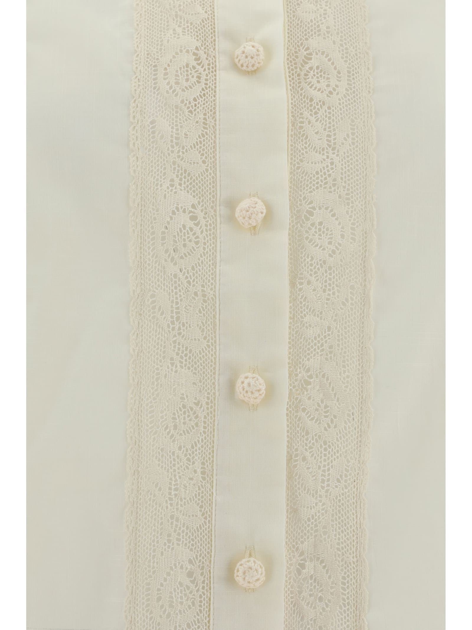 Shop Zimmermann Halliday Lace Trim Shirt In Cream