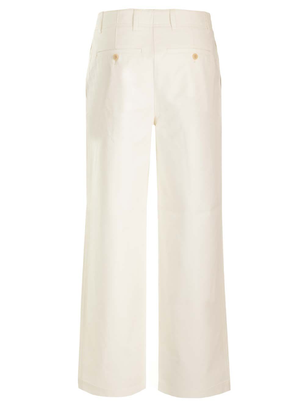 Shop Totême White Cotton Trousers With Pleats