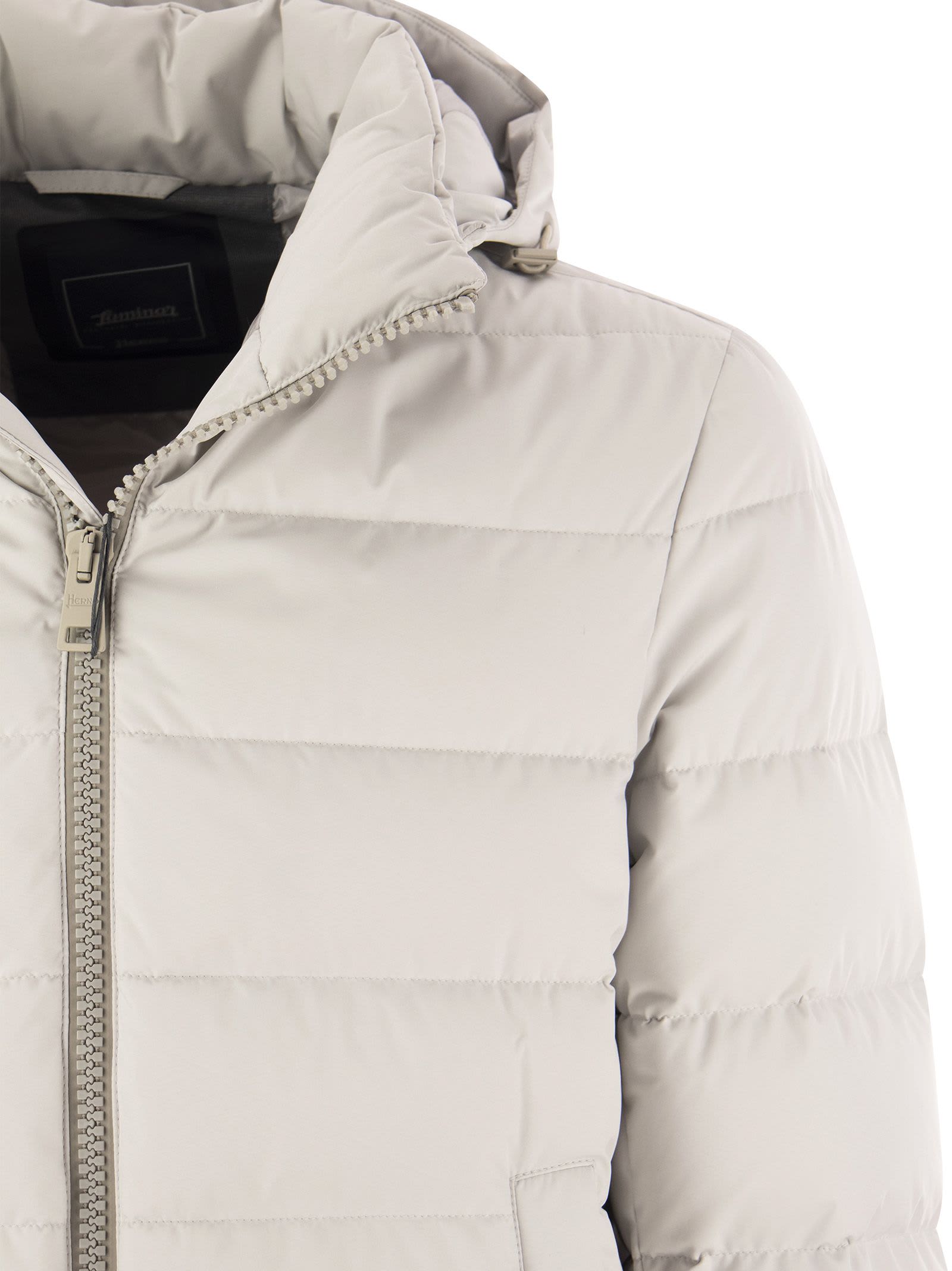 Herno Medium Hooded Down Jacket In Ice