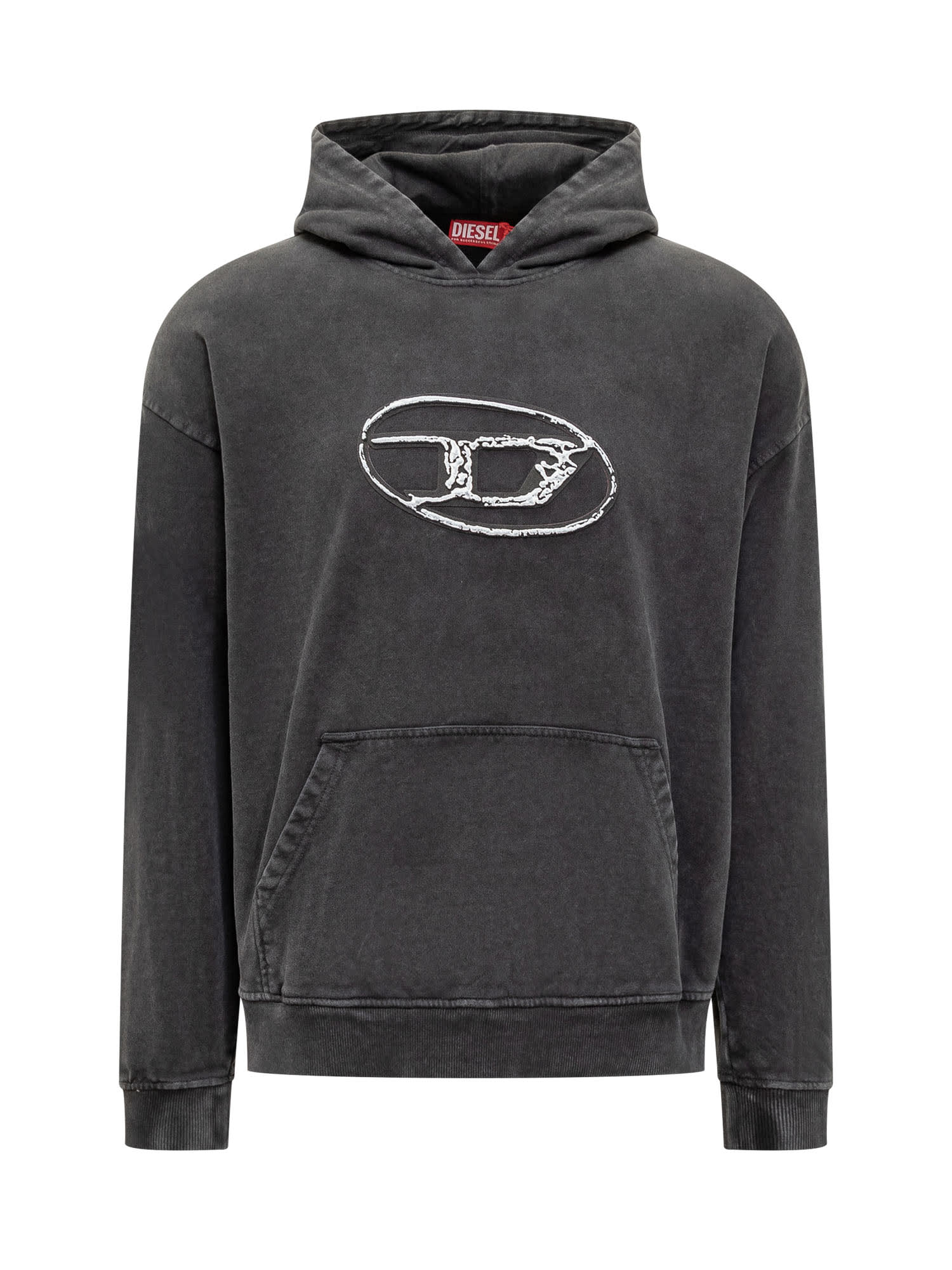 Shop Diesel Hoodie With Logo In Nero