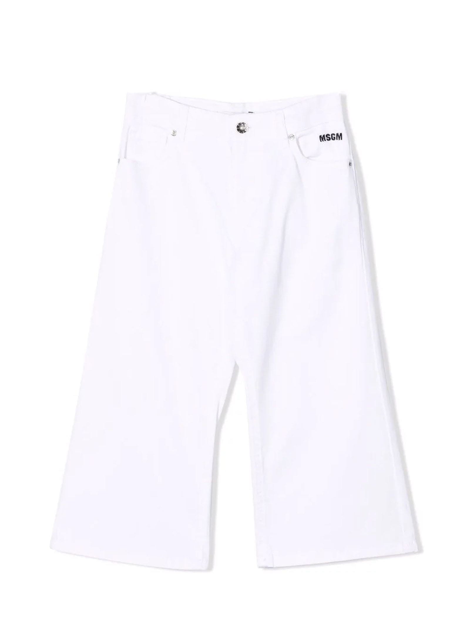 MSGM White Cotton Jeans