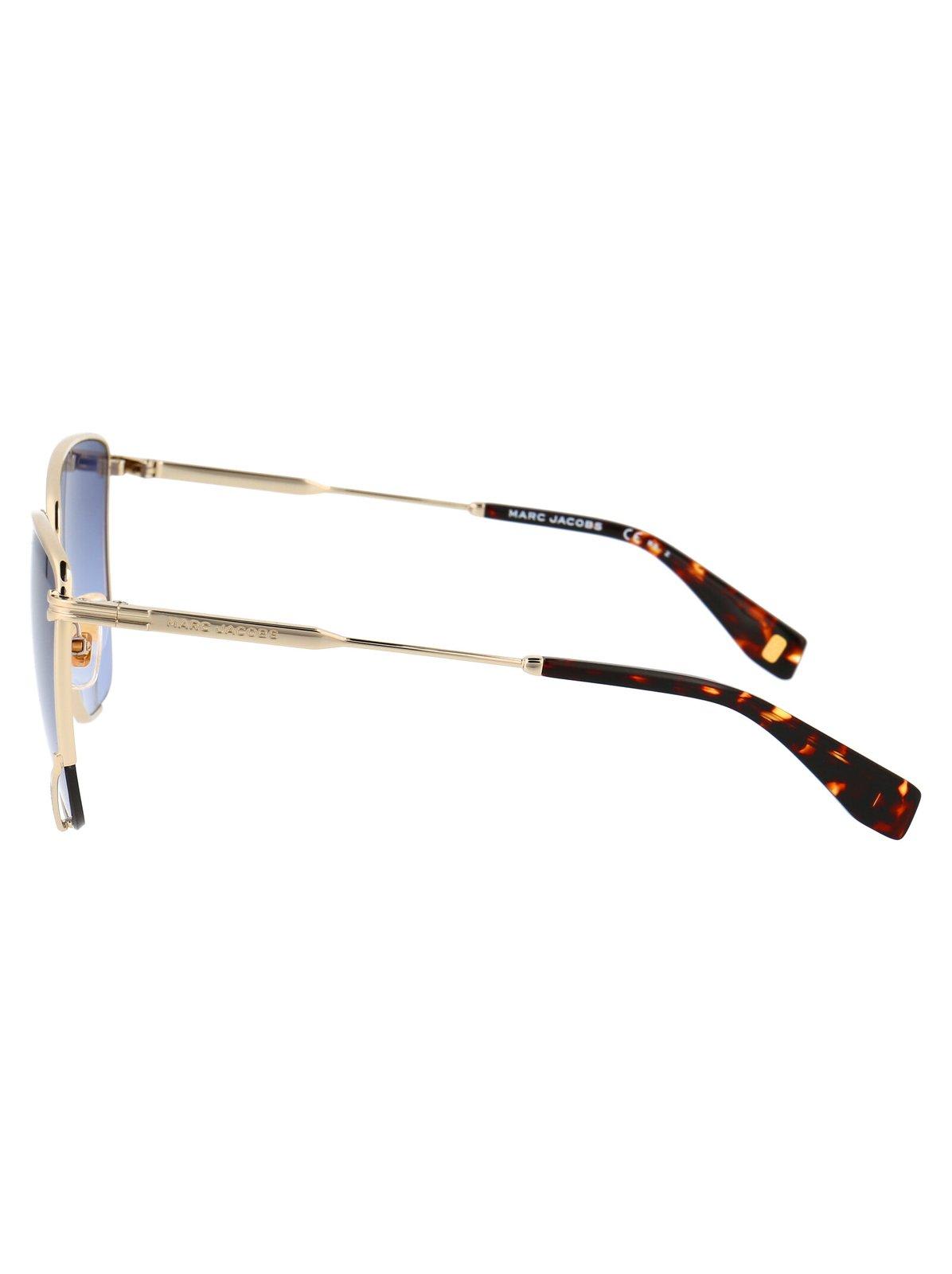 Shop Marc Jacobs Square Frame Sunglasses In 06j/gb Gold Havana