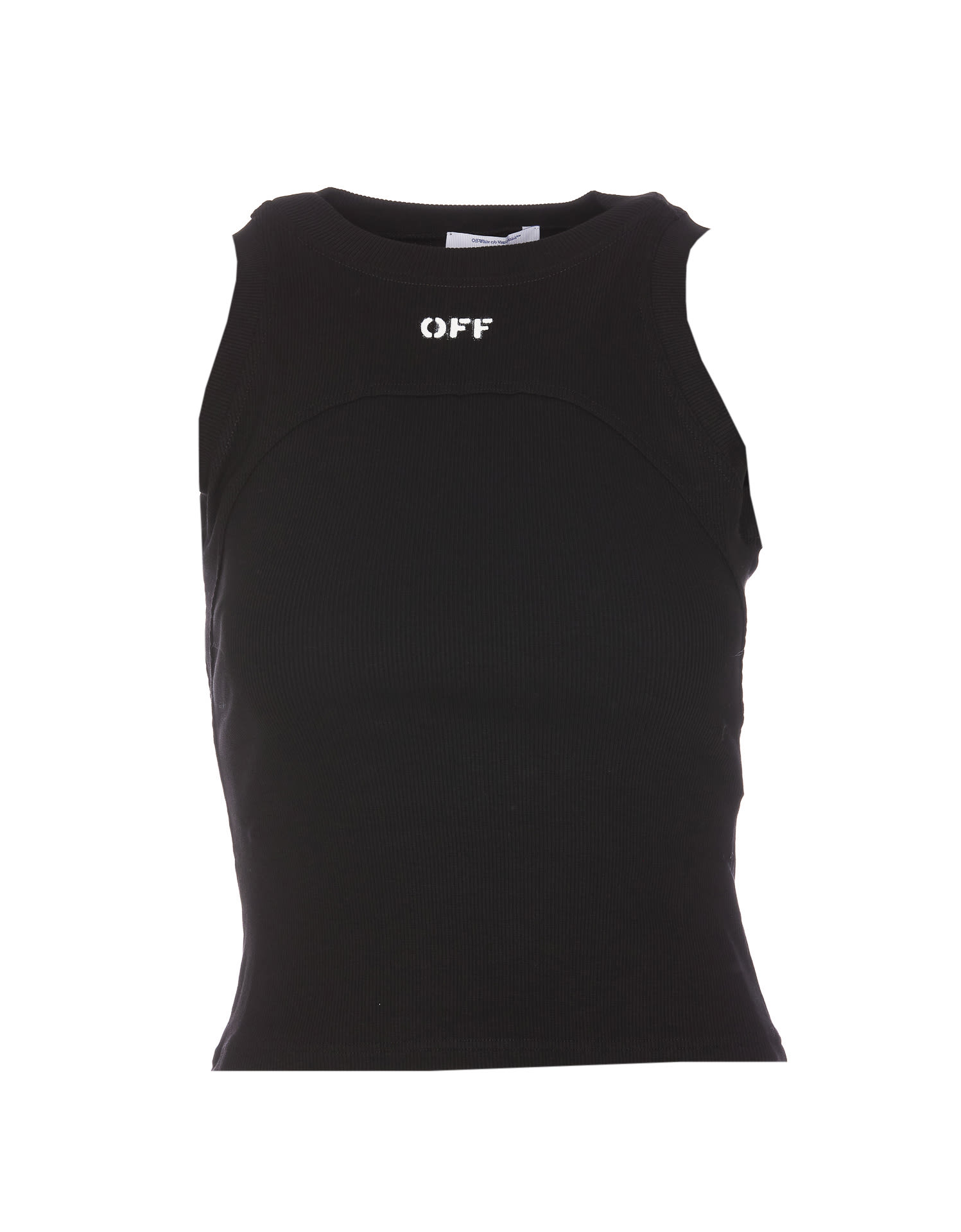 Off-white Off Stamp Rib Round Tank Top In Black