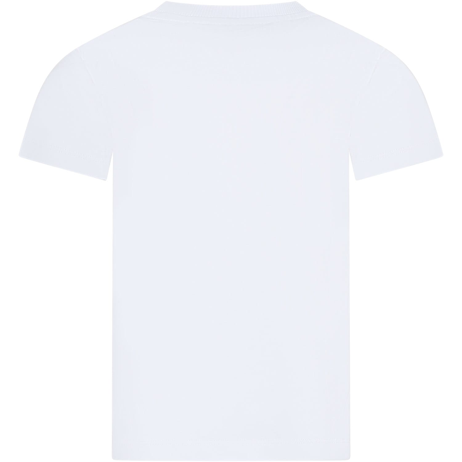 Shop Moschino White T-shirt For Kids With Teddy Bear And Logo In Bianco Ottico
