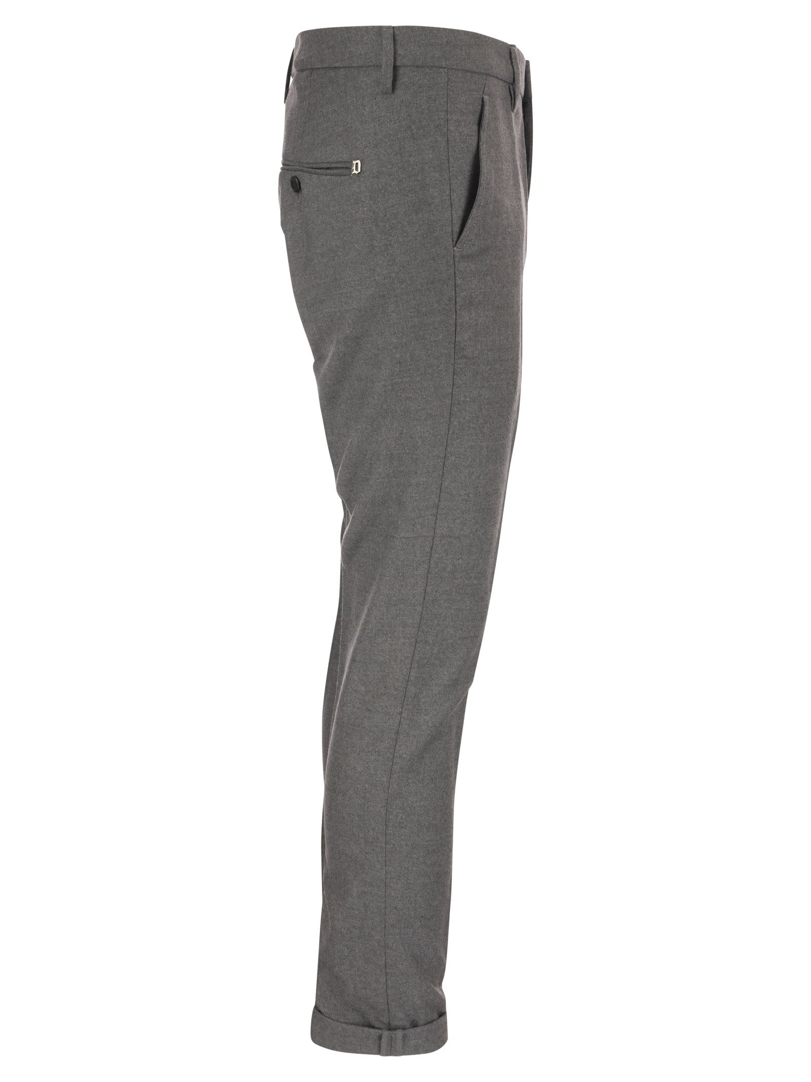 Shop Dondup Gaubert - Slim Fit Trousers In Gabardine In Grey