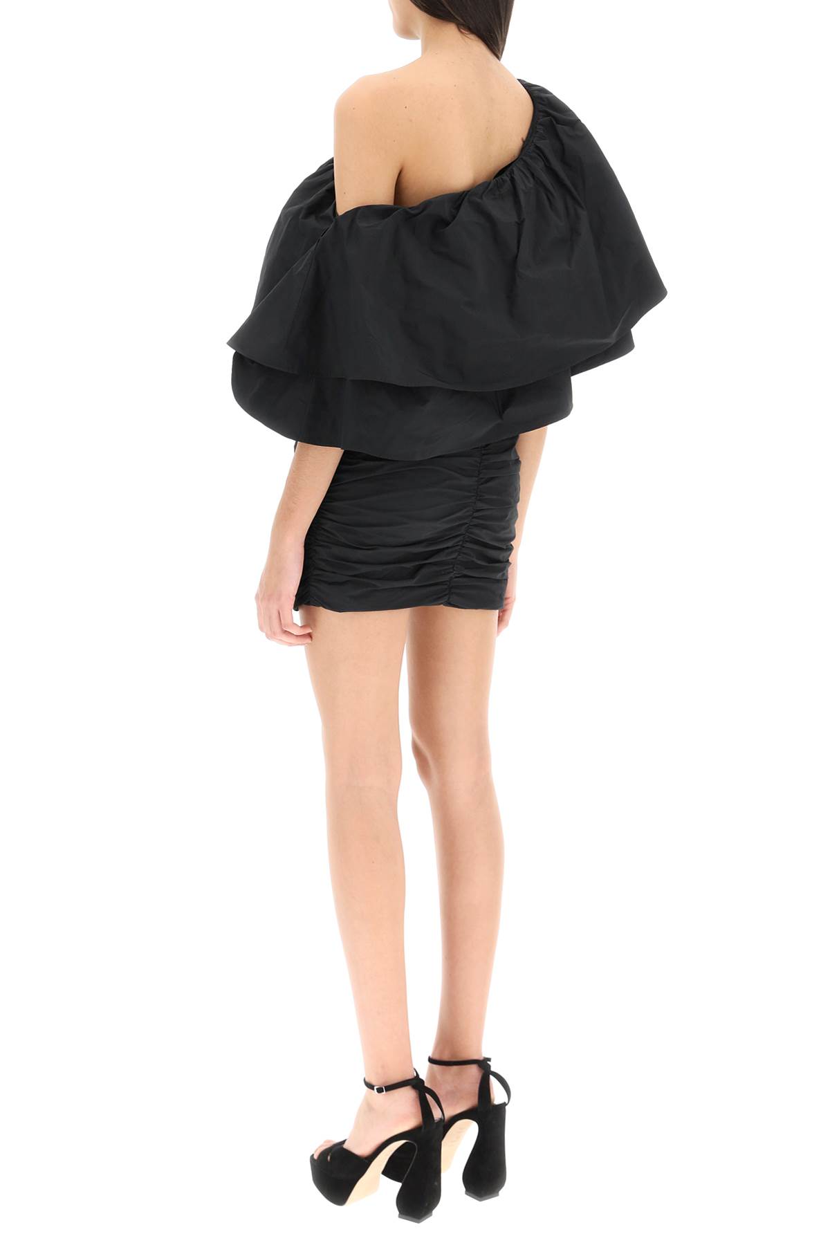 Shop Rotate Birger Christensen Taft One-shoulder Mini Dress In Black (black)
