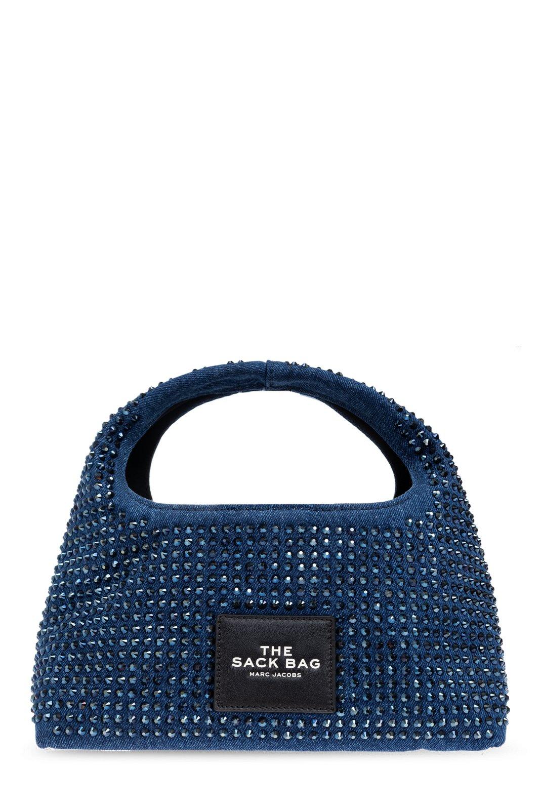 Shop Marc Jacobs Embellished Denim Mini Sack Bag