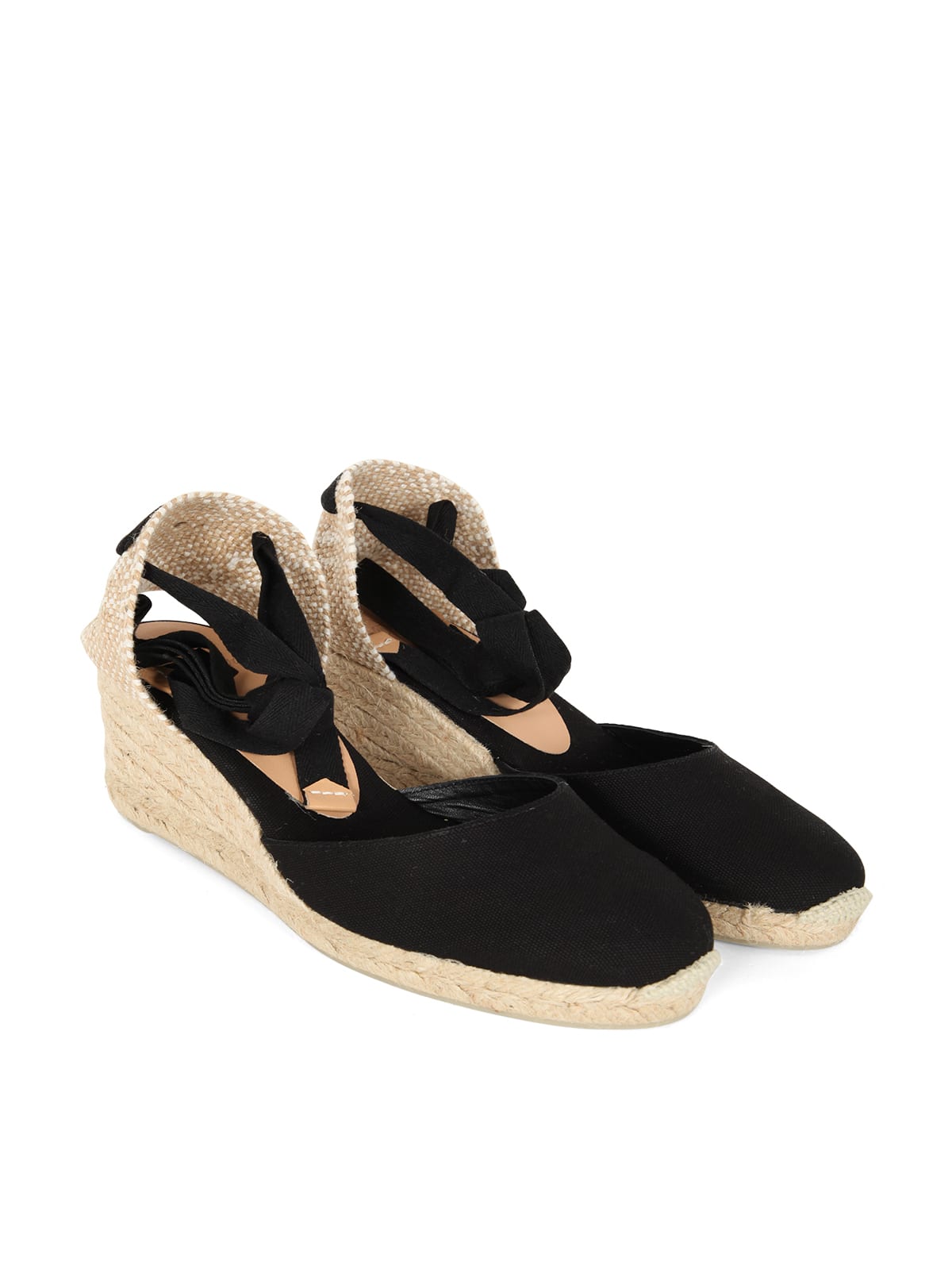 Shop Castaã±er Carina Espadrilles Wedge Sandal With Ankle Laces In Black